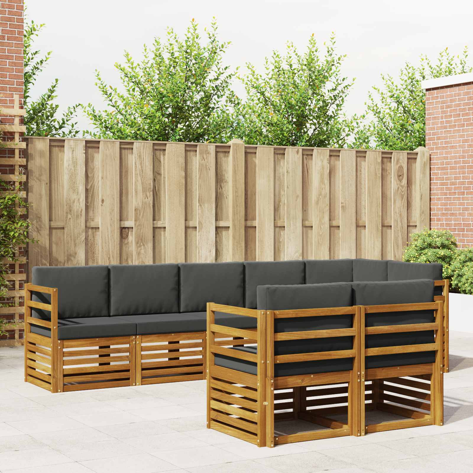 vidaXL Sofagarnituren 8 pcs Natur und Anthrazit Massivholz Akazie