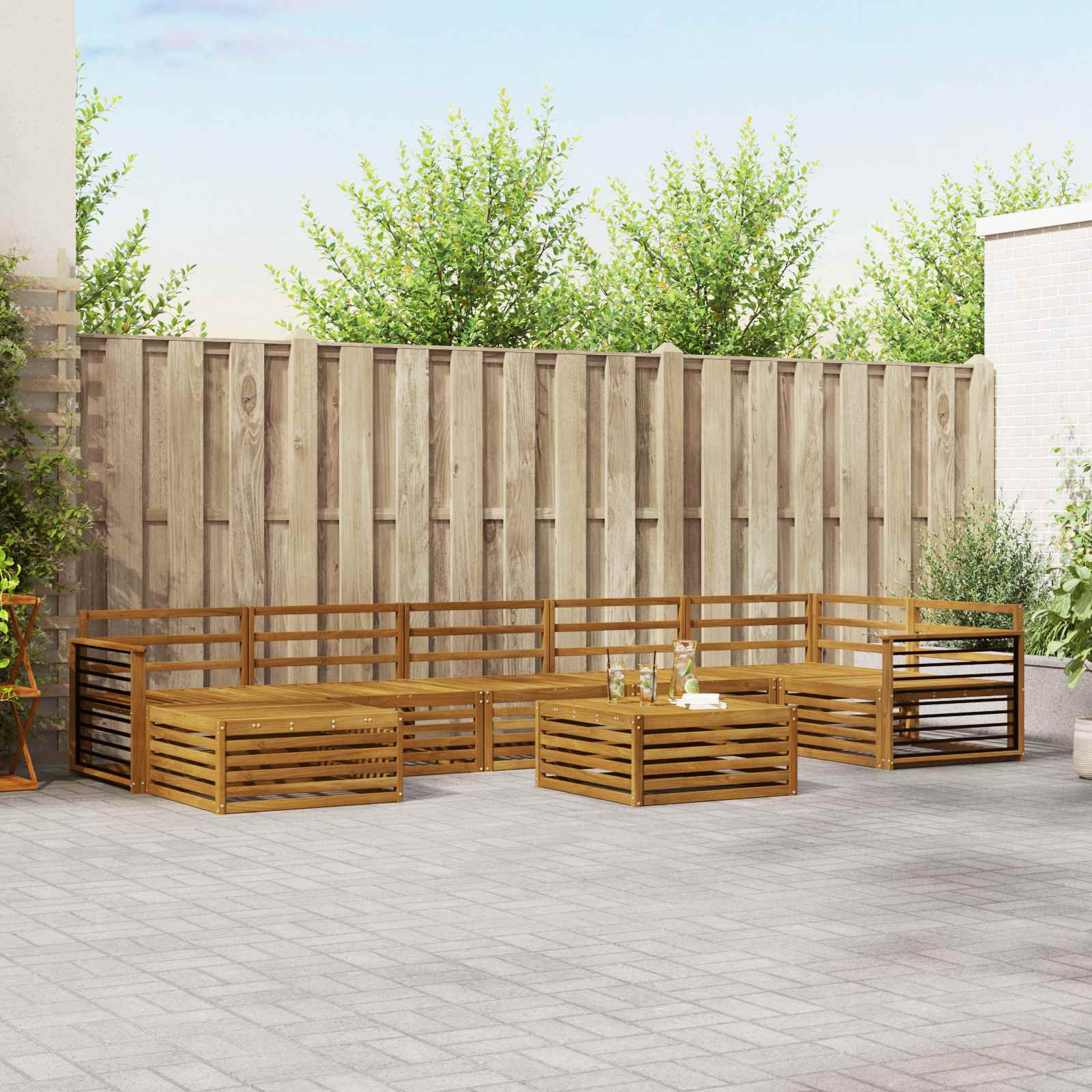 vidaXL Sofagarnituren 8 pcs Natur Massivholz Akazie