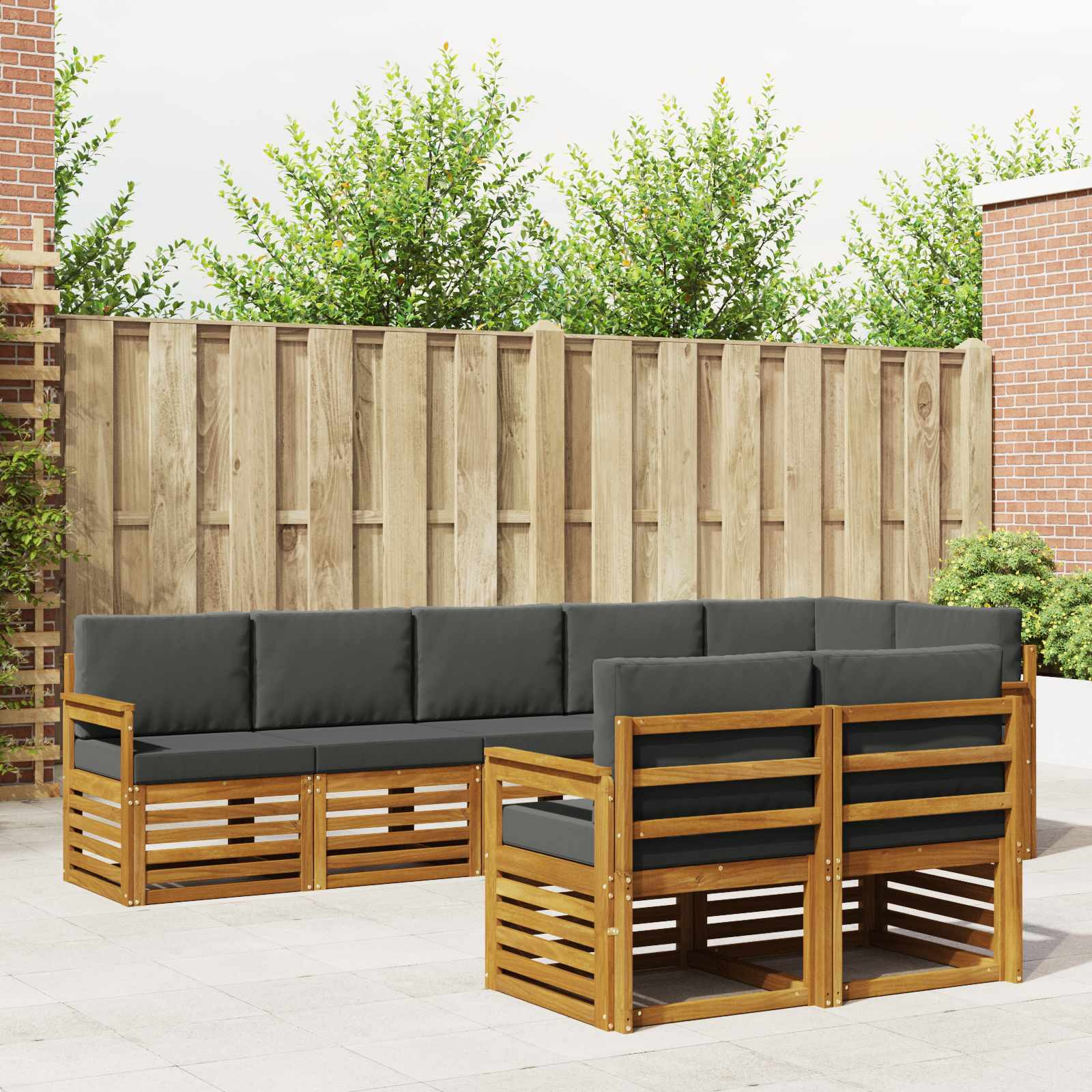vidaXL Sofagarnituren 8 pcs Natur und Anthrazit Massivholz Akazie
