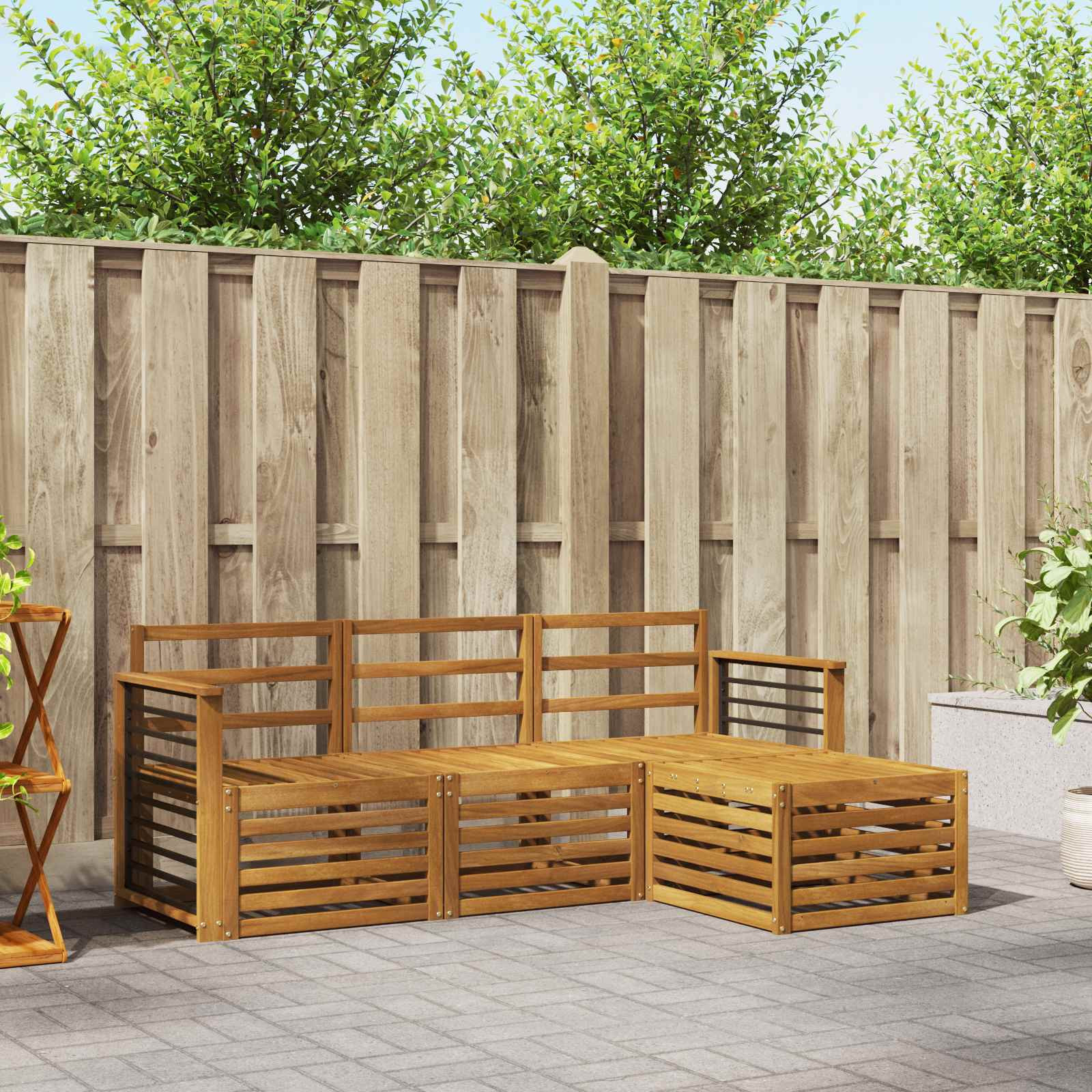 vidaXL Sofagarnituren 4 pcs Natur Massivholz Akazie