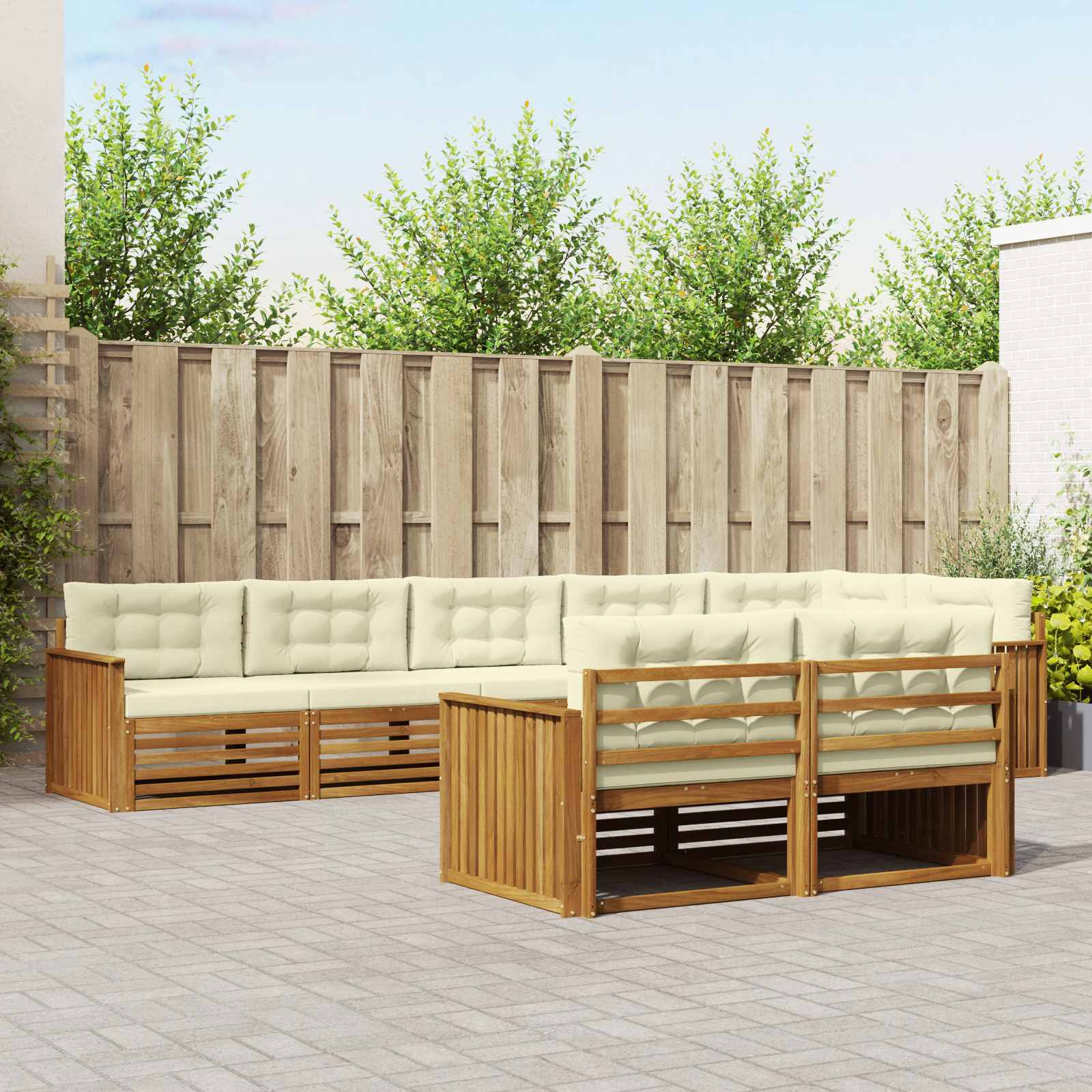vidaXL Outdoor-Sofagarnitur mit Kissen 8 pcs Natur und Creme