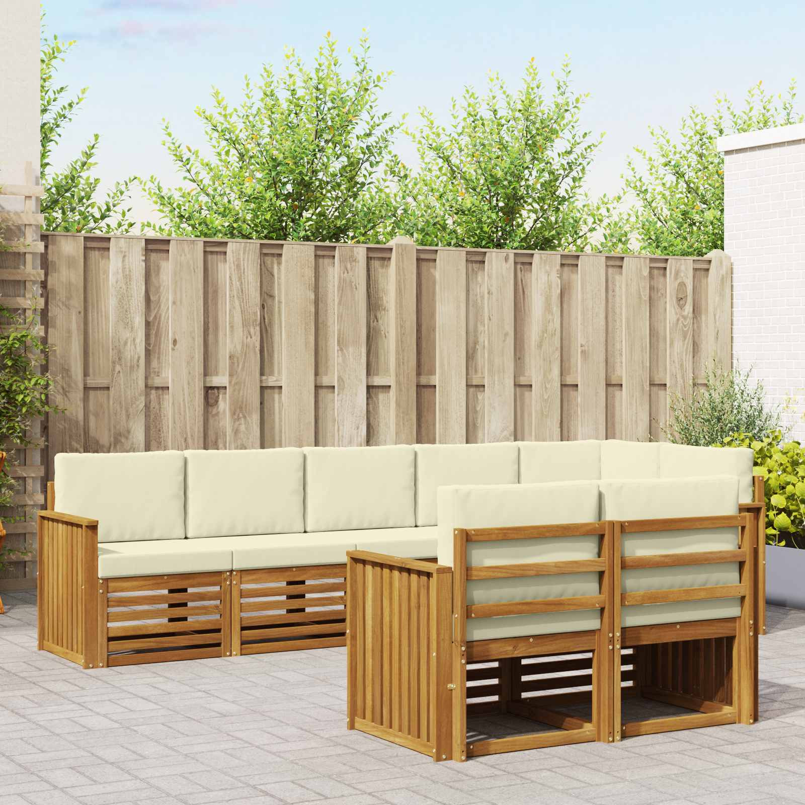 vidaXL Sofagarnituren 8 pcs Natur und Creme Massivholz Akazie