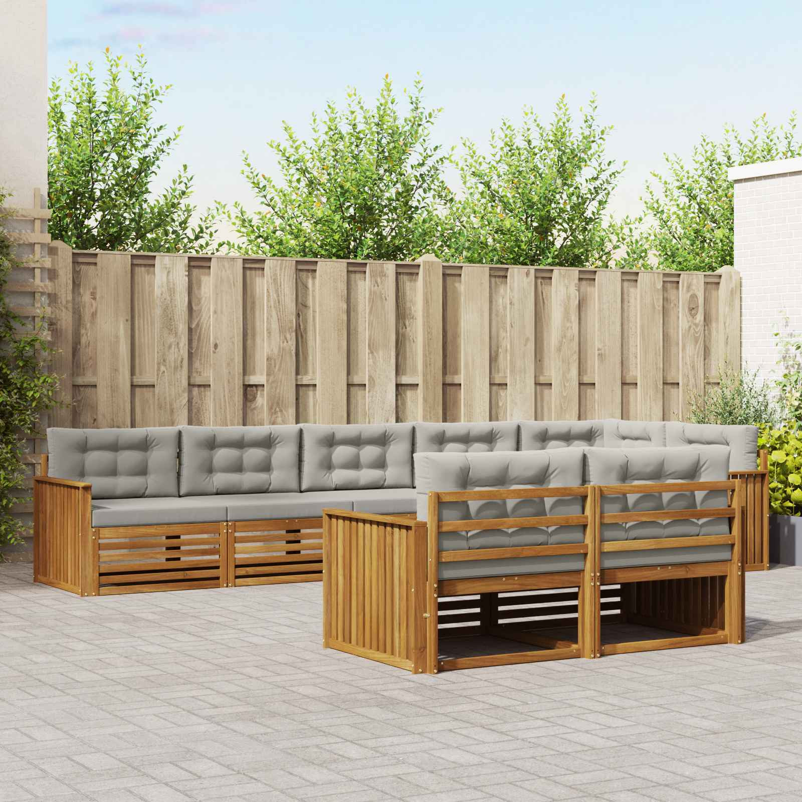 vidaXL Outdoor-Sofagarnitur mit Kissen 8 pcs Natürlich und Hellgrau