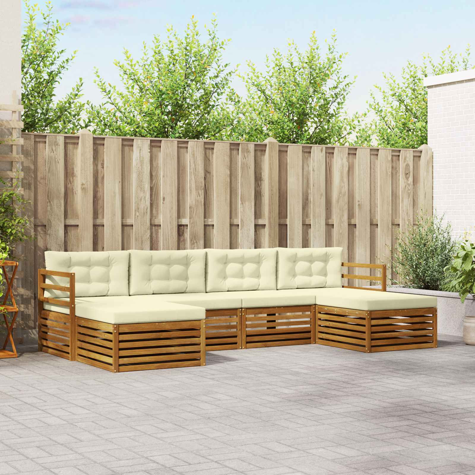 vidaXL Sofagarnituren 6 pcs Natur und Creme Massivholz Akazie