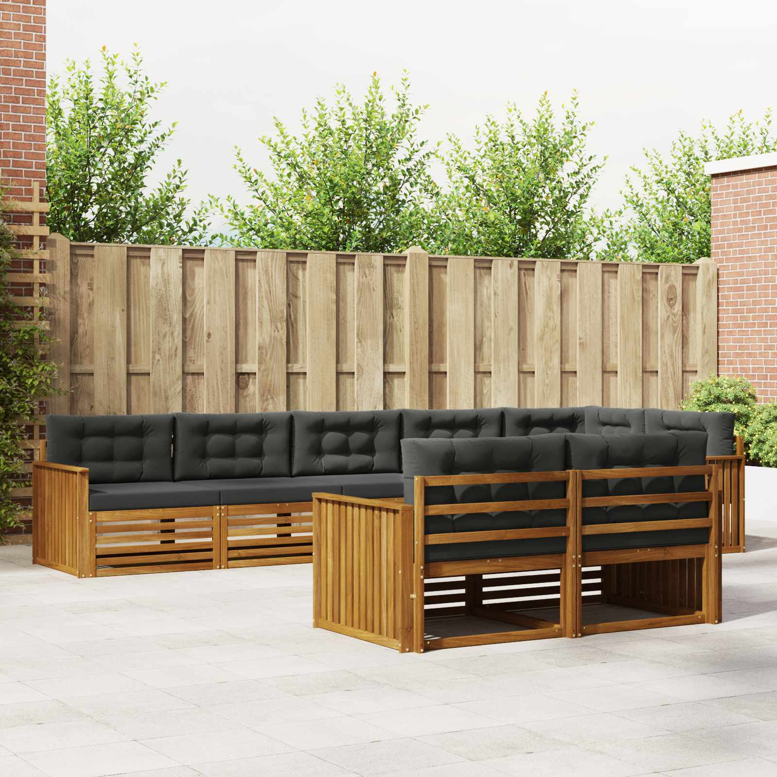 vidaXL Outdoor-Sofagarnitur mit Kissen 8 pcs Natur und Anthrazit