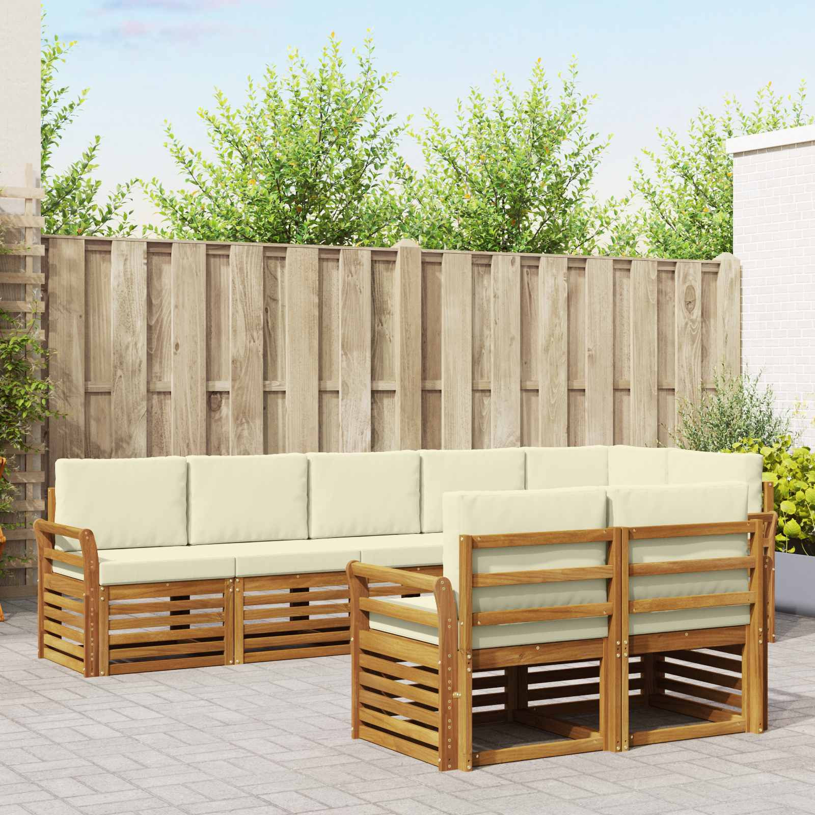 vidaXL Sofagarnituren 8 pcs Natur und Creme Massivholz Akazie