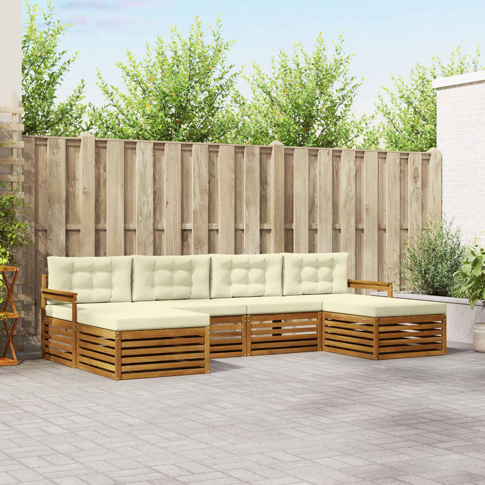 vidaXL Sofagarnituren 6 pcs Natur und Creme Massivholz Akazie