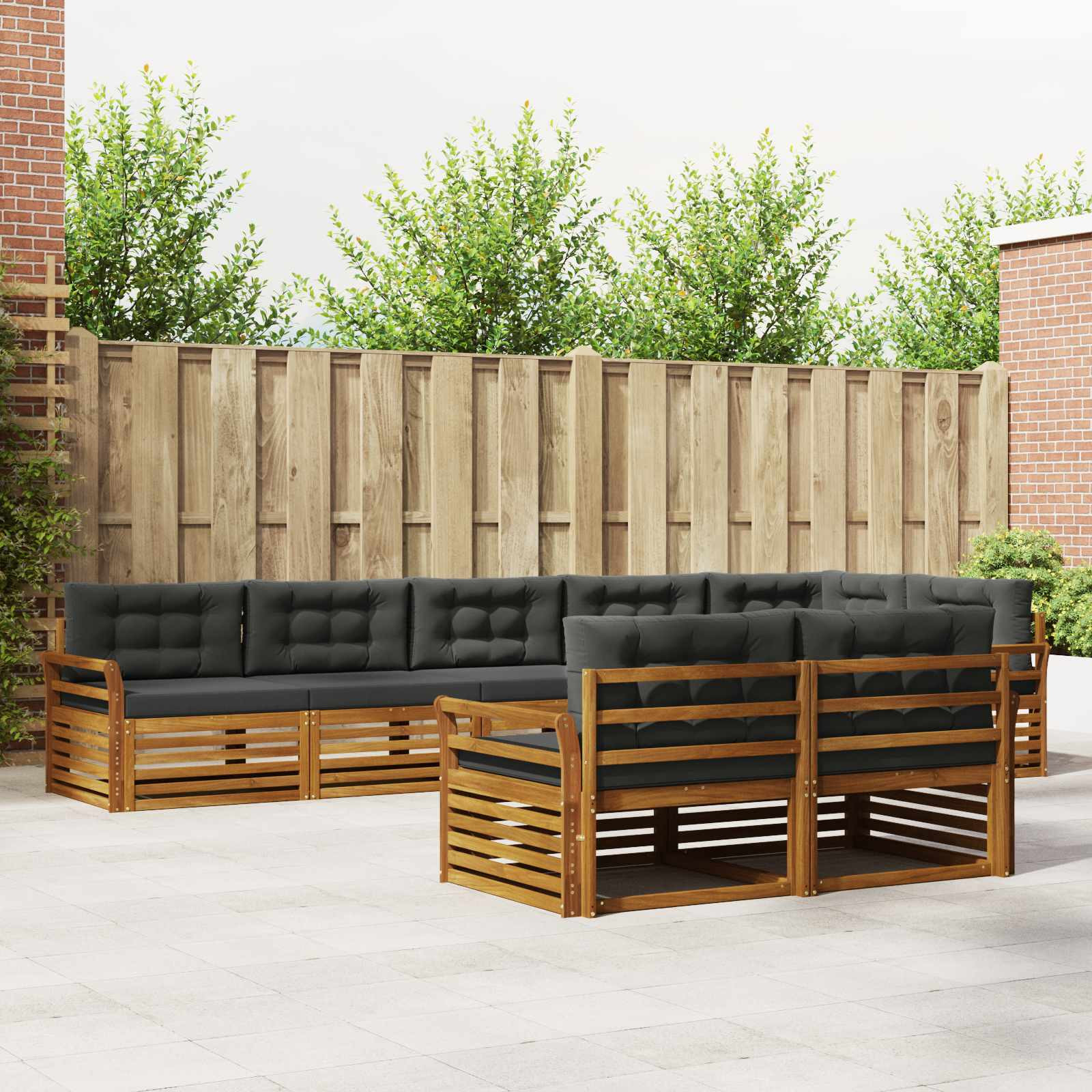 vidaXL Outdoor-Sofagarnitur mit Kissen 8 pcs Natur und Anthrazit