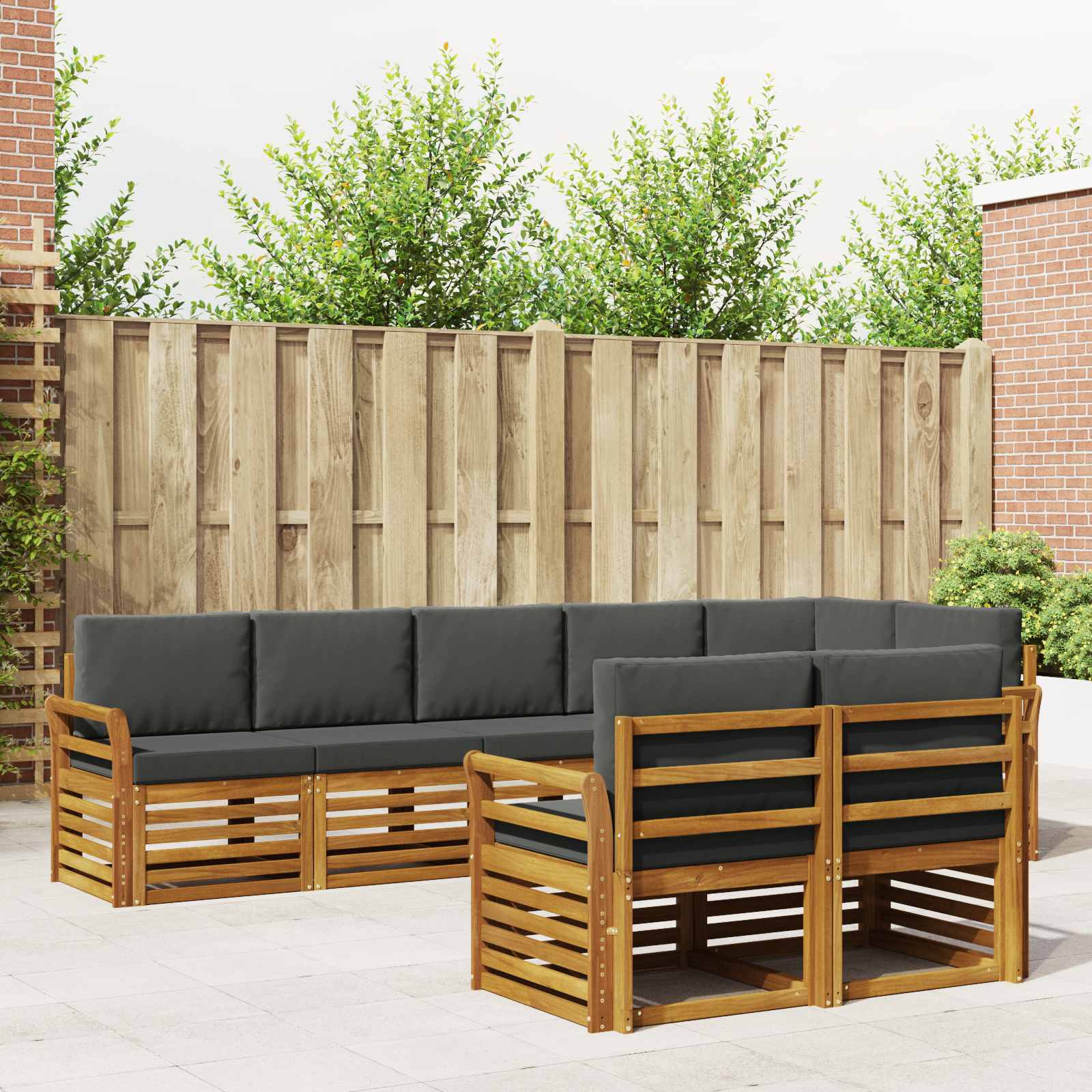 vidaXL Sofagarnituren 8 pcs Natur und Anthrazit Massivholz Akazie