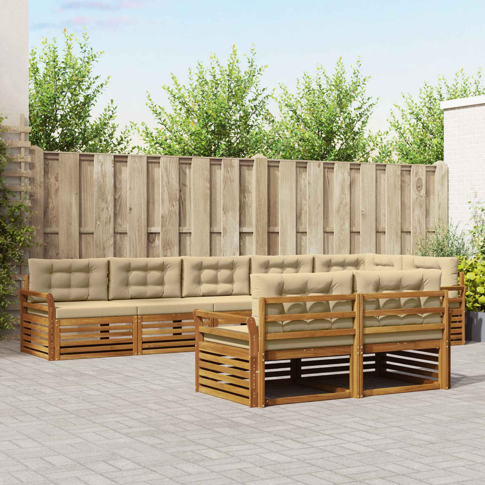 vidaXL Outdoor-Sofagarnitur mit Kissen 8 pcs Natur und Beige