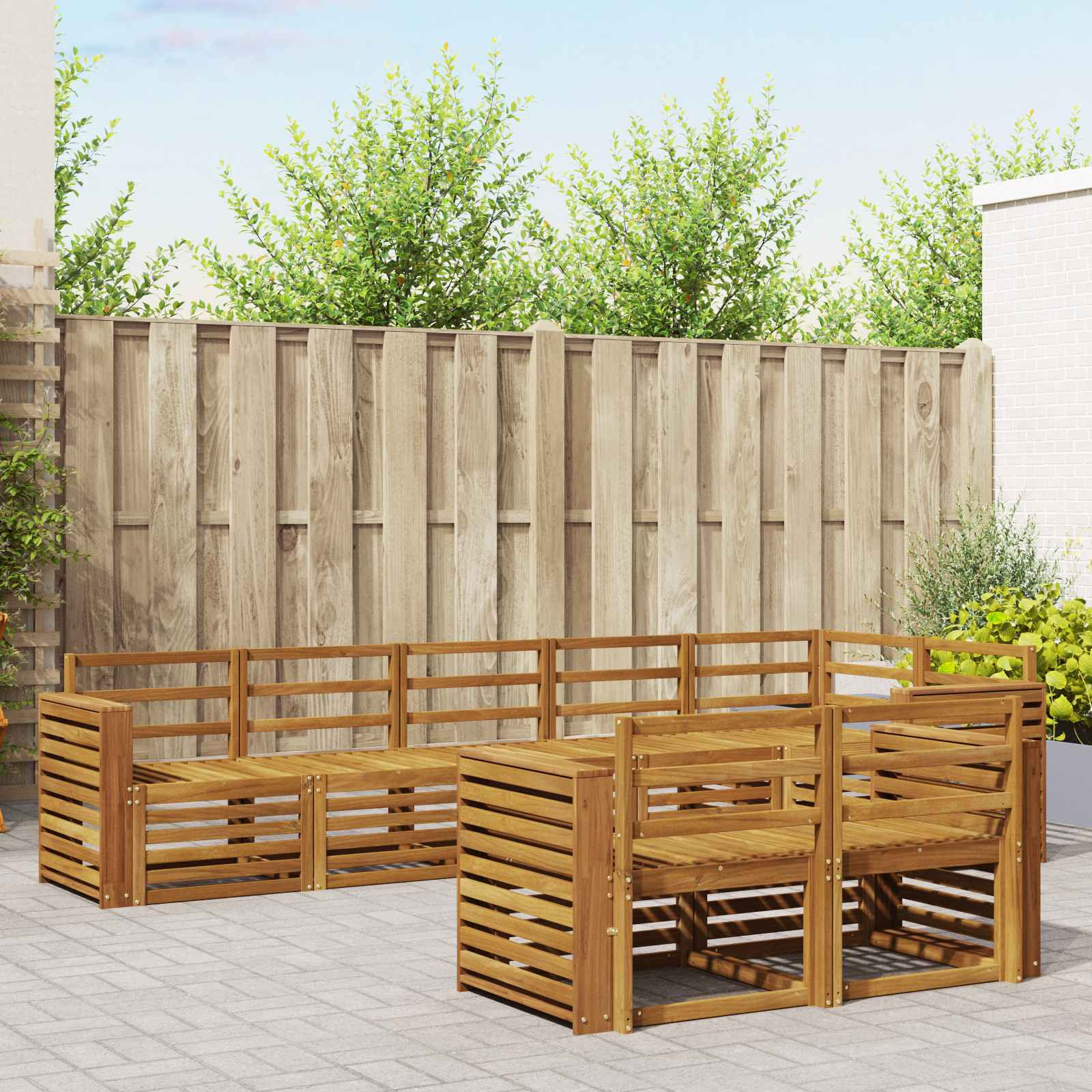 vidaXL Sofagarnituren 8 pcs Natur Massivholz Akazie