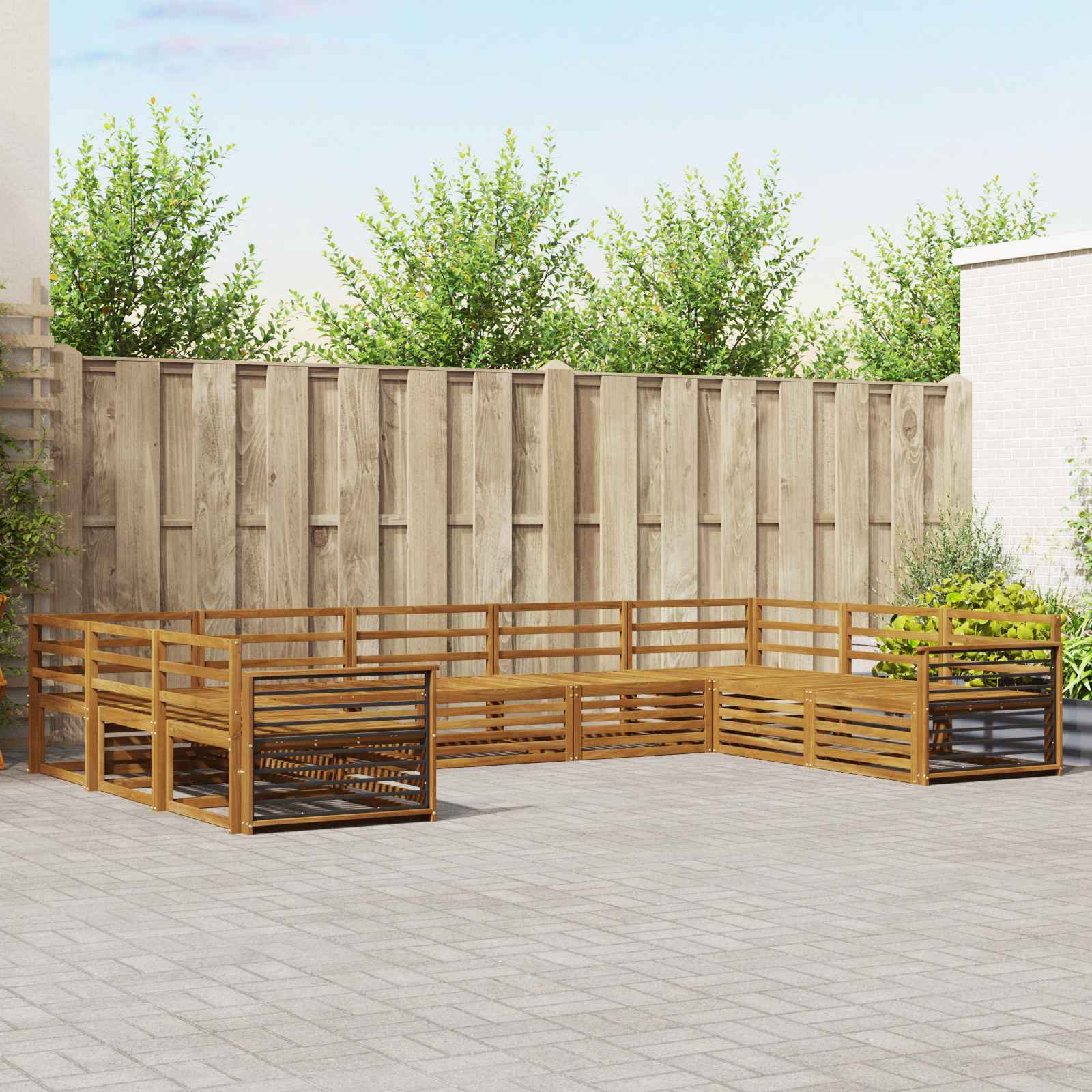 vidaXL Sofagarnituren 9 pcs Natur Massivholz Akazie