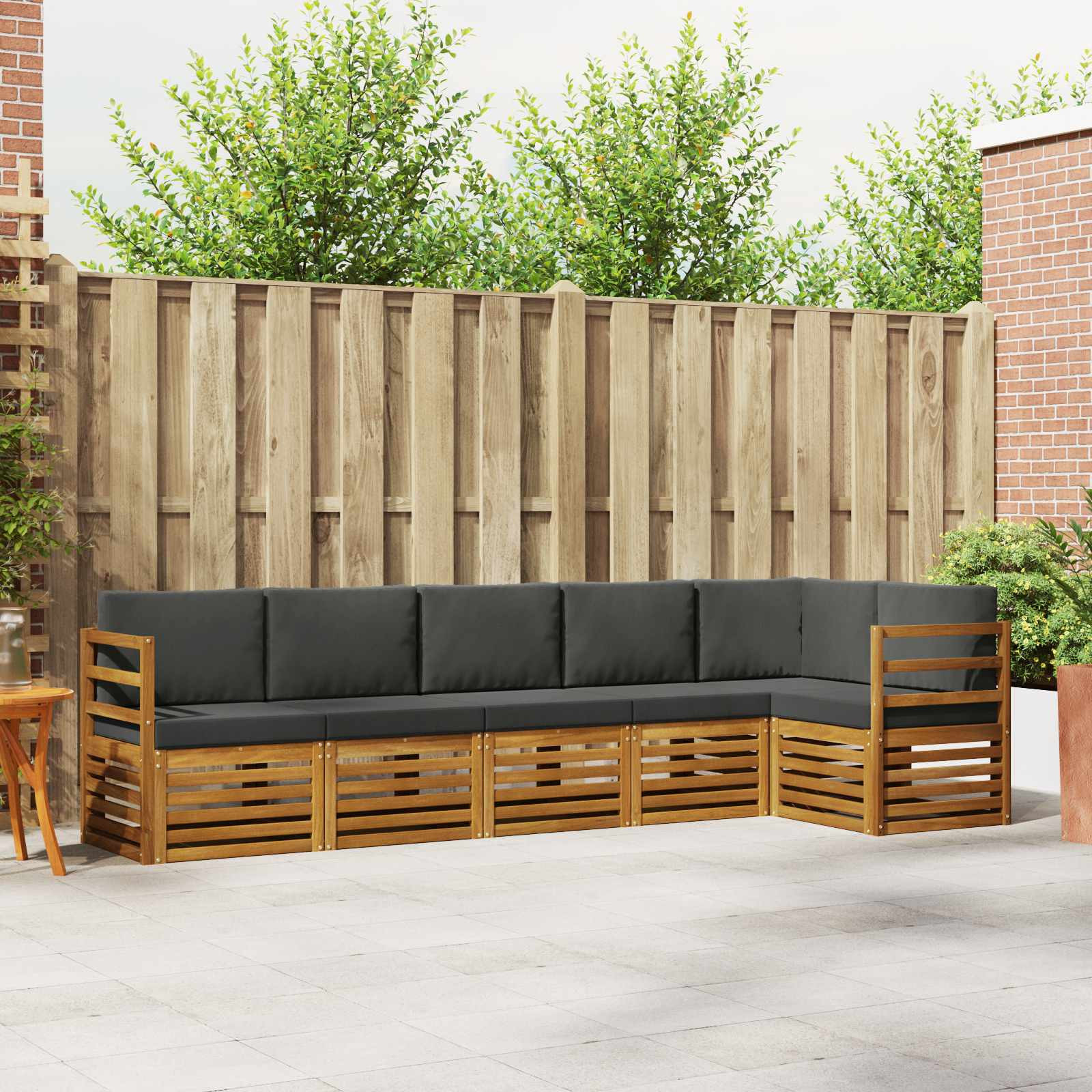 vidaXL Ecksofa Set 6 pcs Natur und Anthrazit Massivholz Akazie