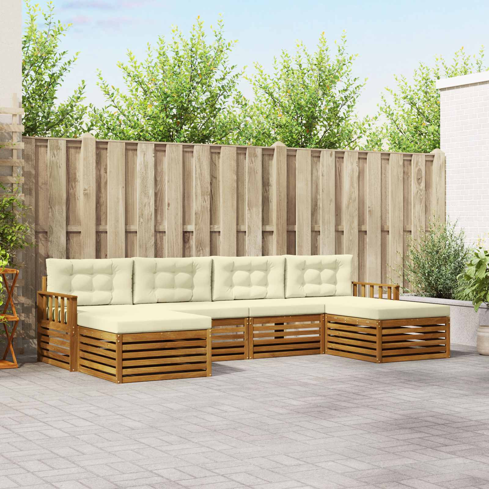 vidaXL Sofagarnituren 6 pcs Natur und Creme Massivholz Akazie