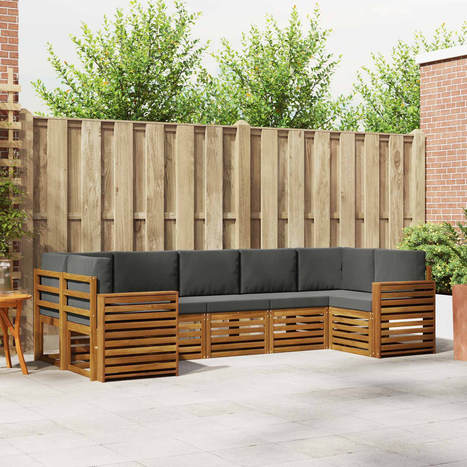 vidaXL Ecksofa Set mit Kissen 7 pcs Natur und Anthrazit