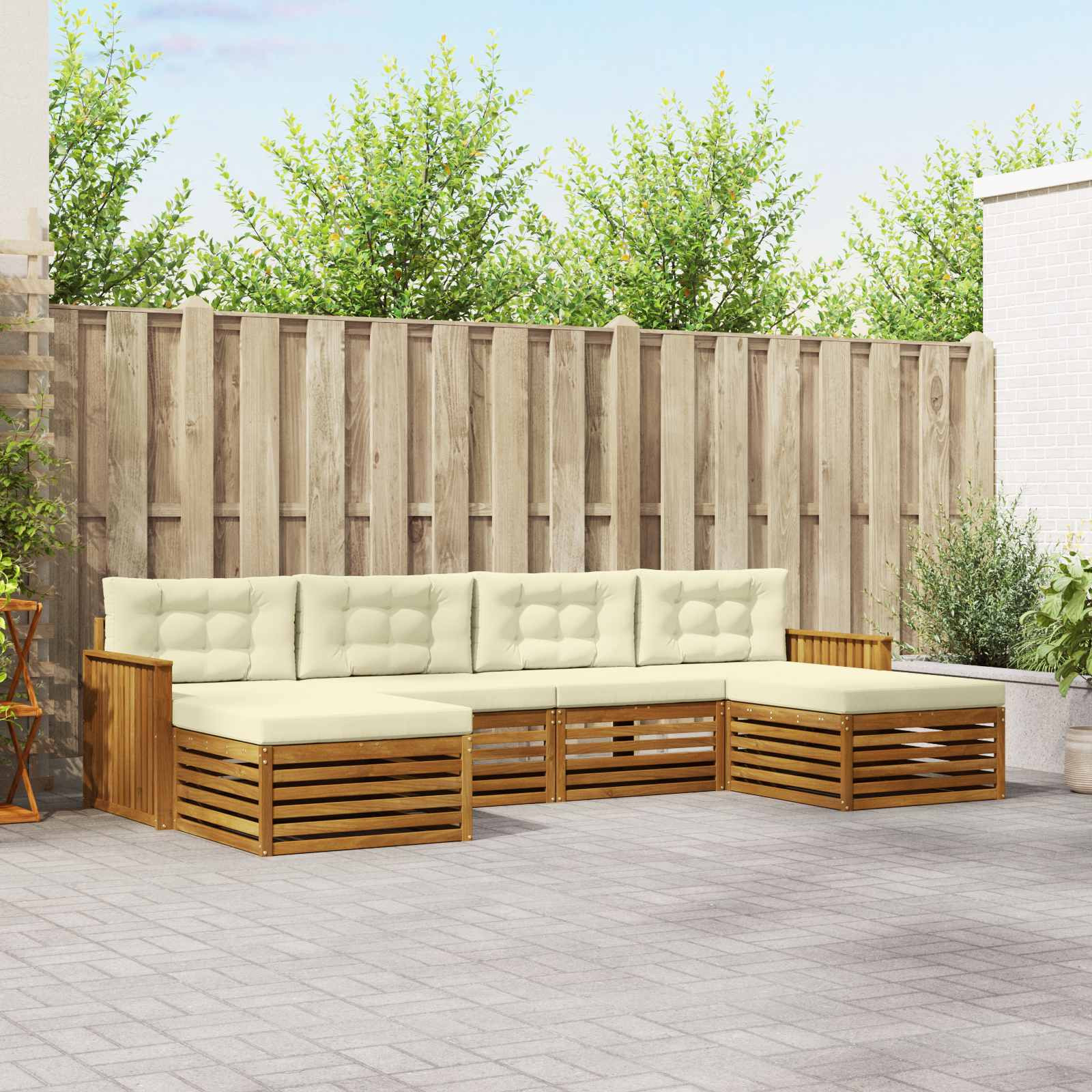 vidaXL Sofagarnituren 6 pcs Natur und Creme Massivholz Akazie