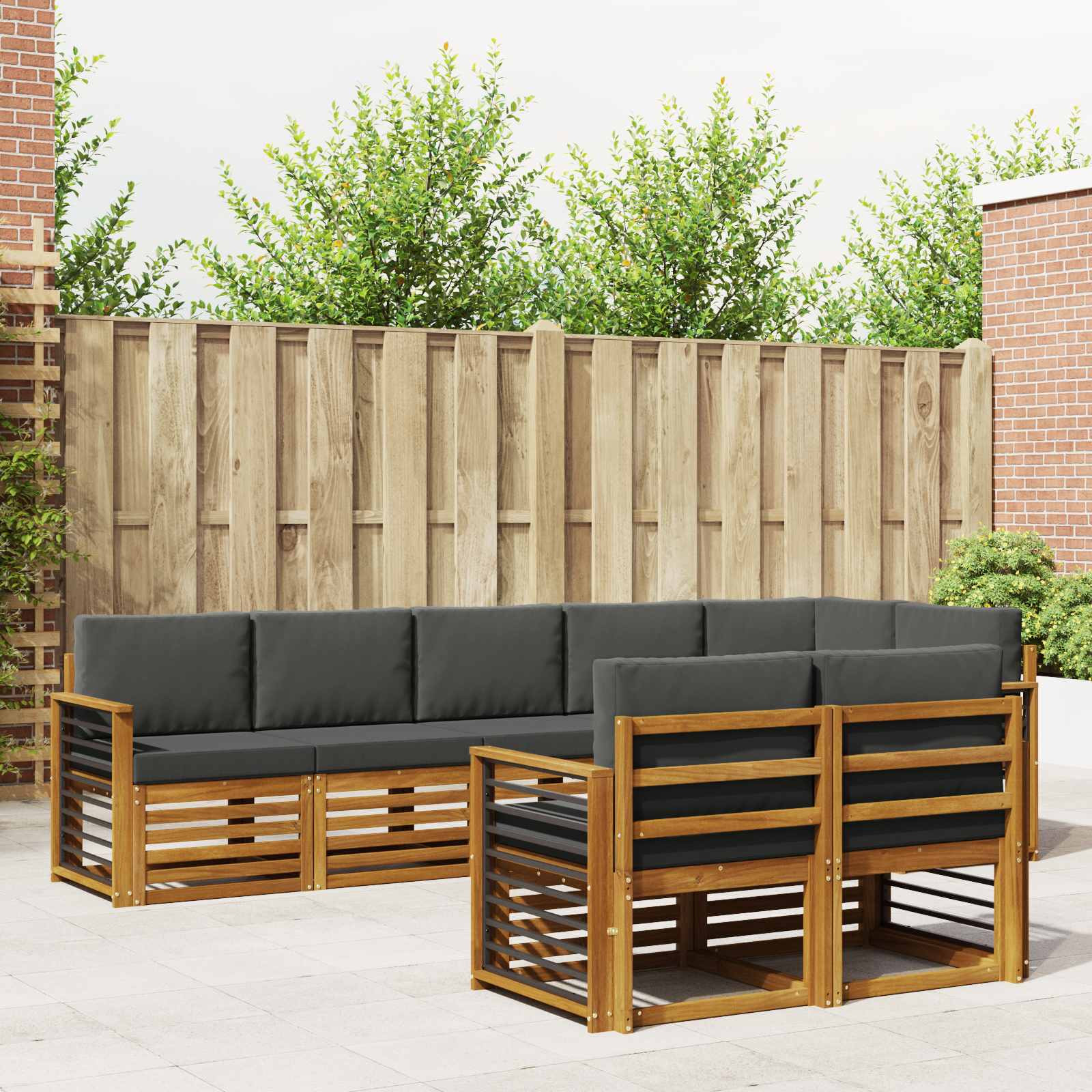 vidaXL Sofagarnituren 8 pcs Natur und Anthrazit Massivholz Akazie