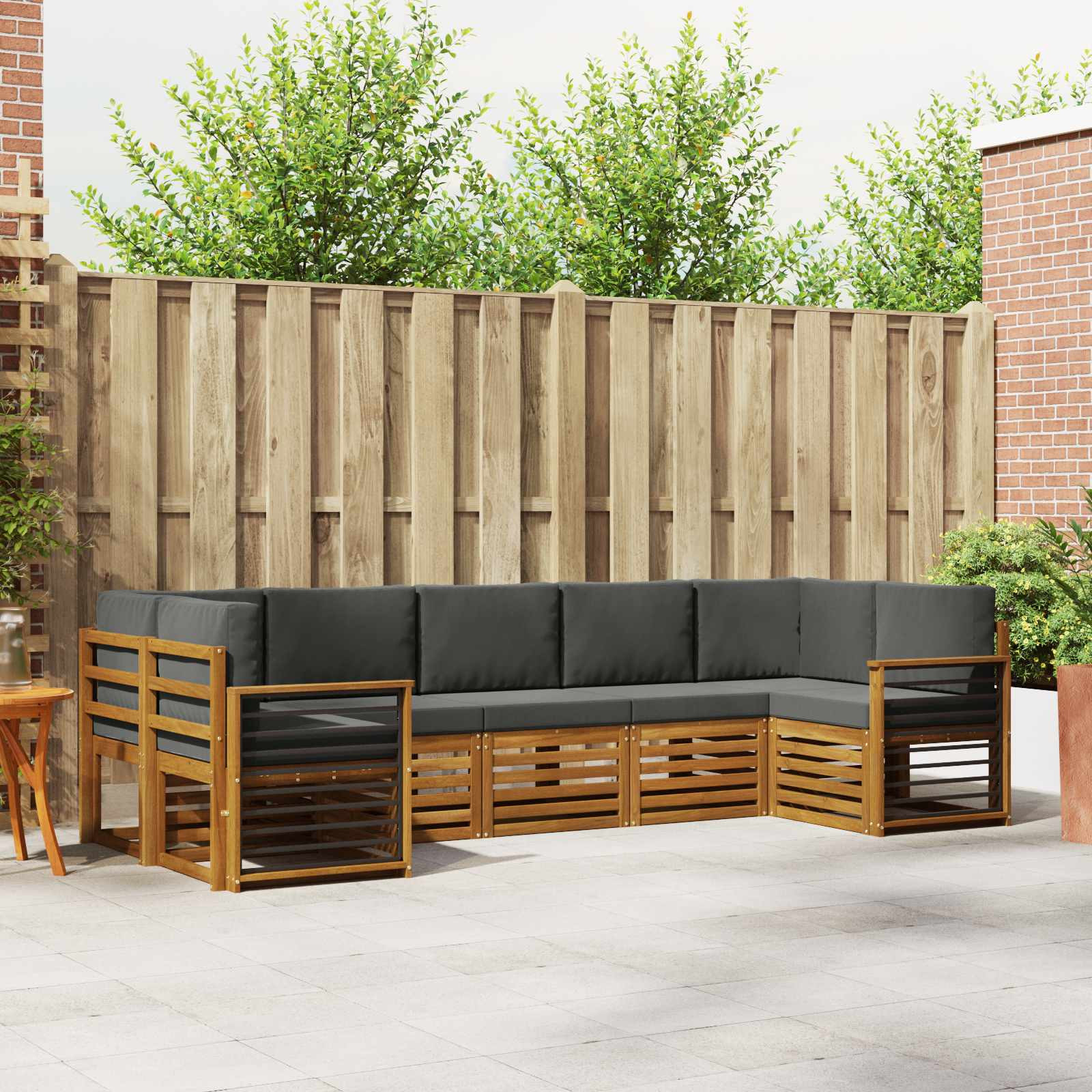 vidaXL Ecksofa Set mit Kissen 7 pcs Natur und Anthrazit