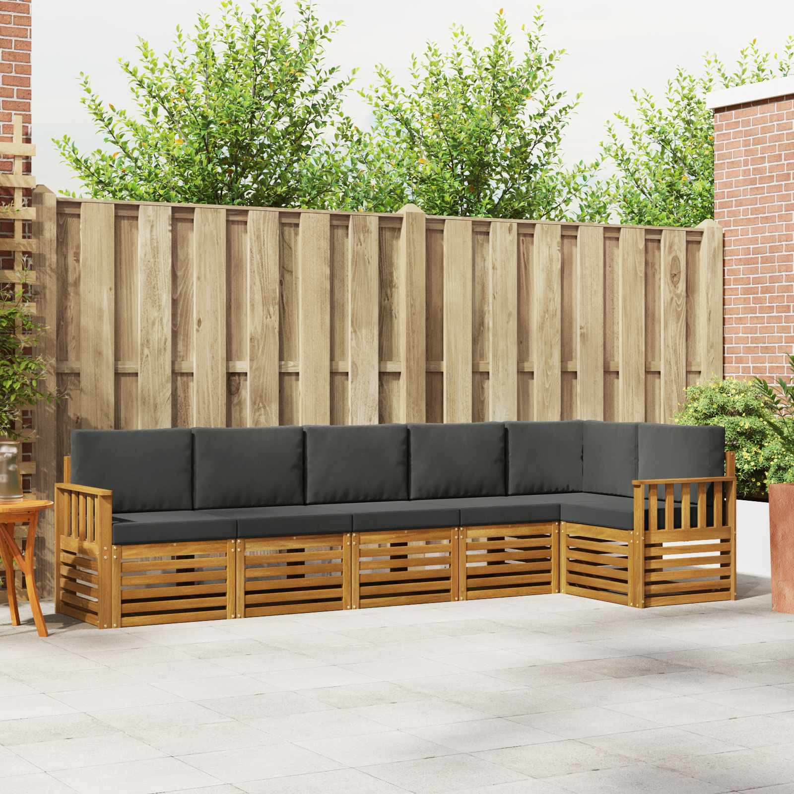 vidaXL Ecksofa Set 6 pcs Natur und Anthrazit Massivholz Akazie