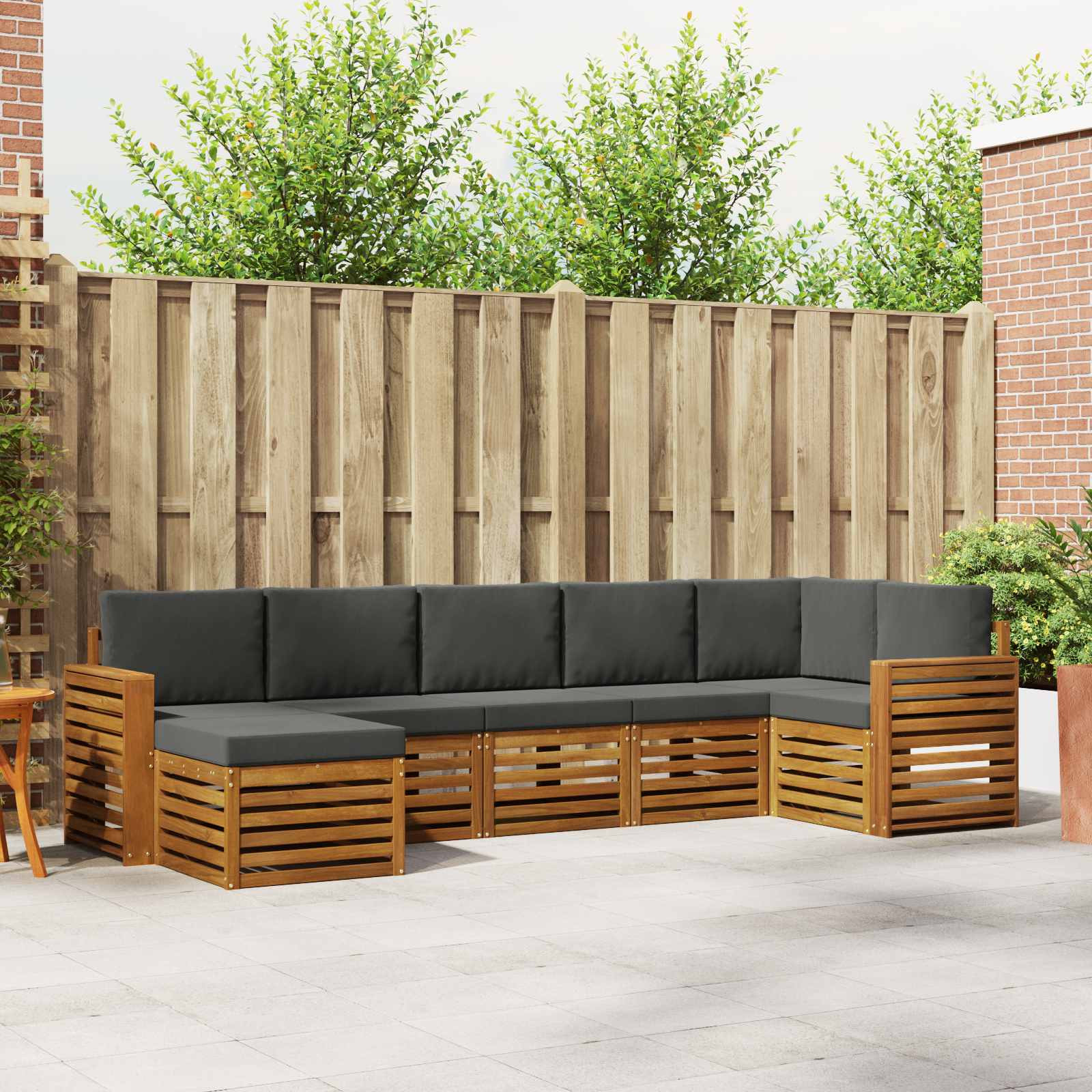 vidaXL Ecksofa Set 7 pcs Natur und Anthrazit Massivholz Akazie