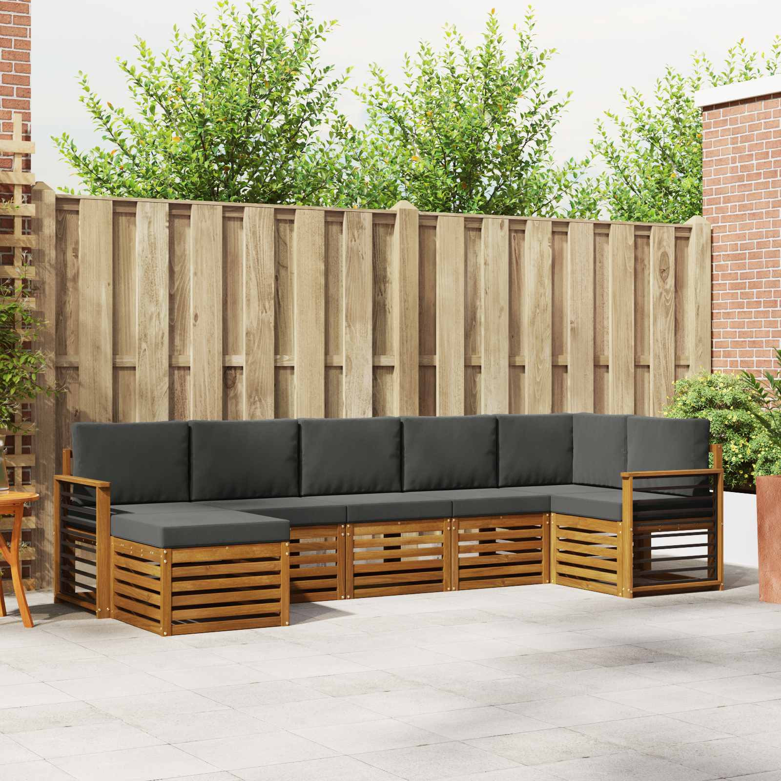 vidaXL Ecksofa Set mit Kissen 7 pcs Natur und Anthrazit