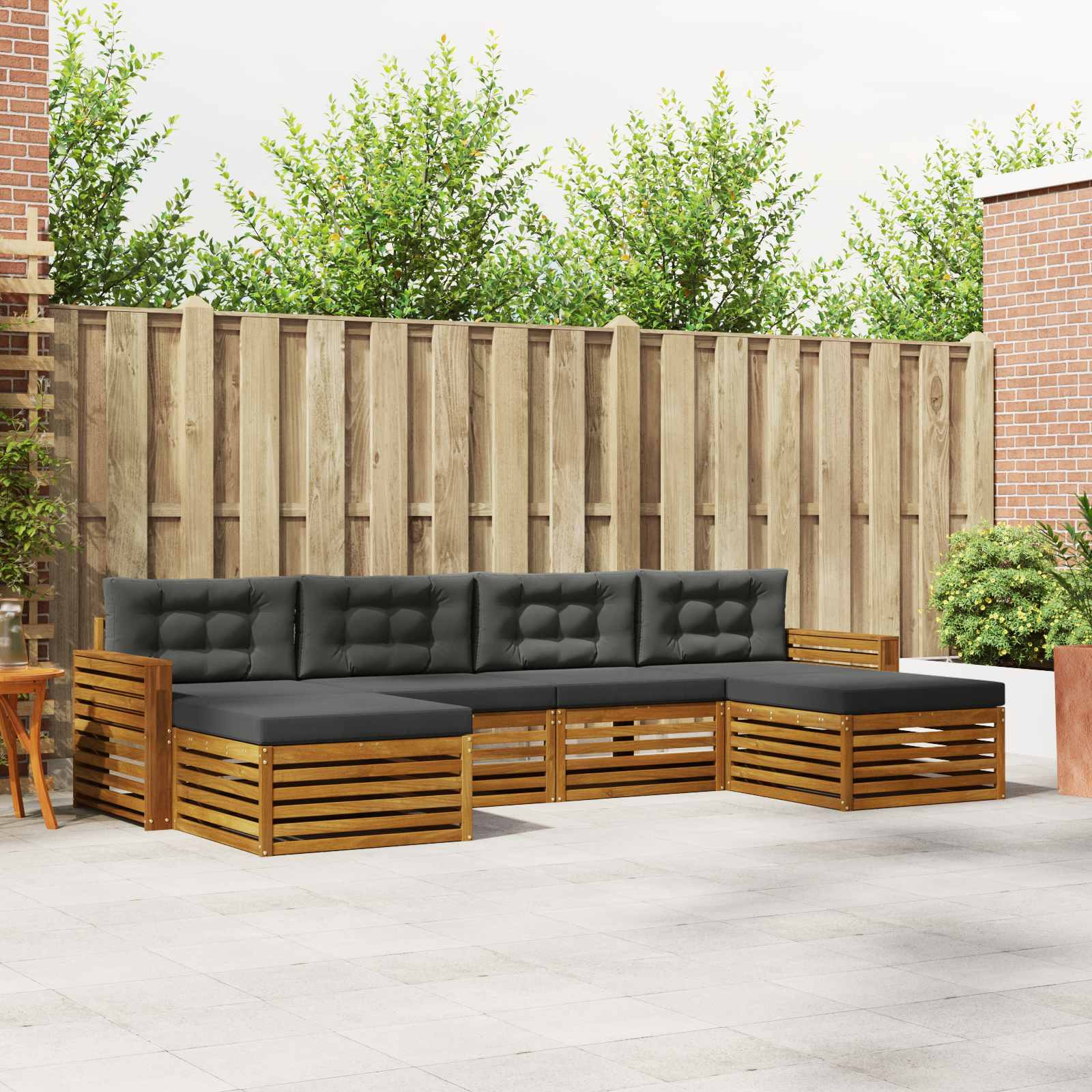 vidaXL Sofagarnituren 6 pcs Natur und Anthrazit Massivholz Akazie
