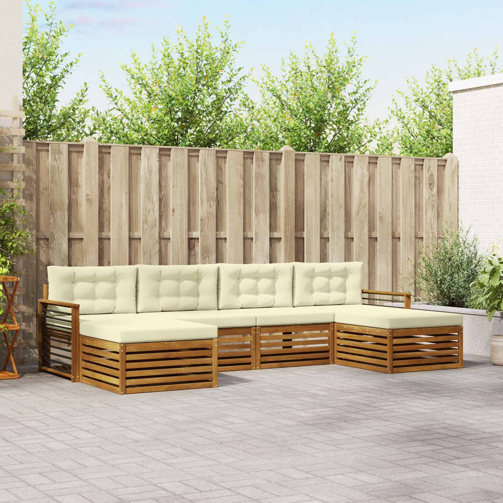vidaXL Sofagarnituren 6 pcs Natur und Creme Massivholz Akazie
