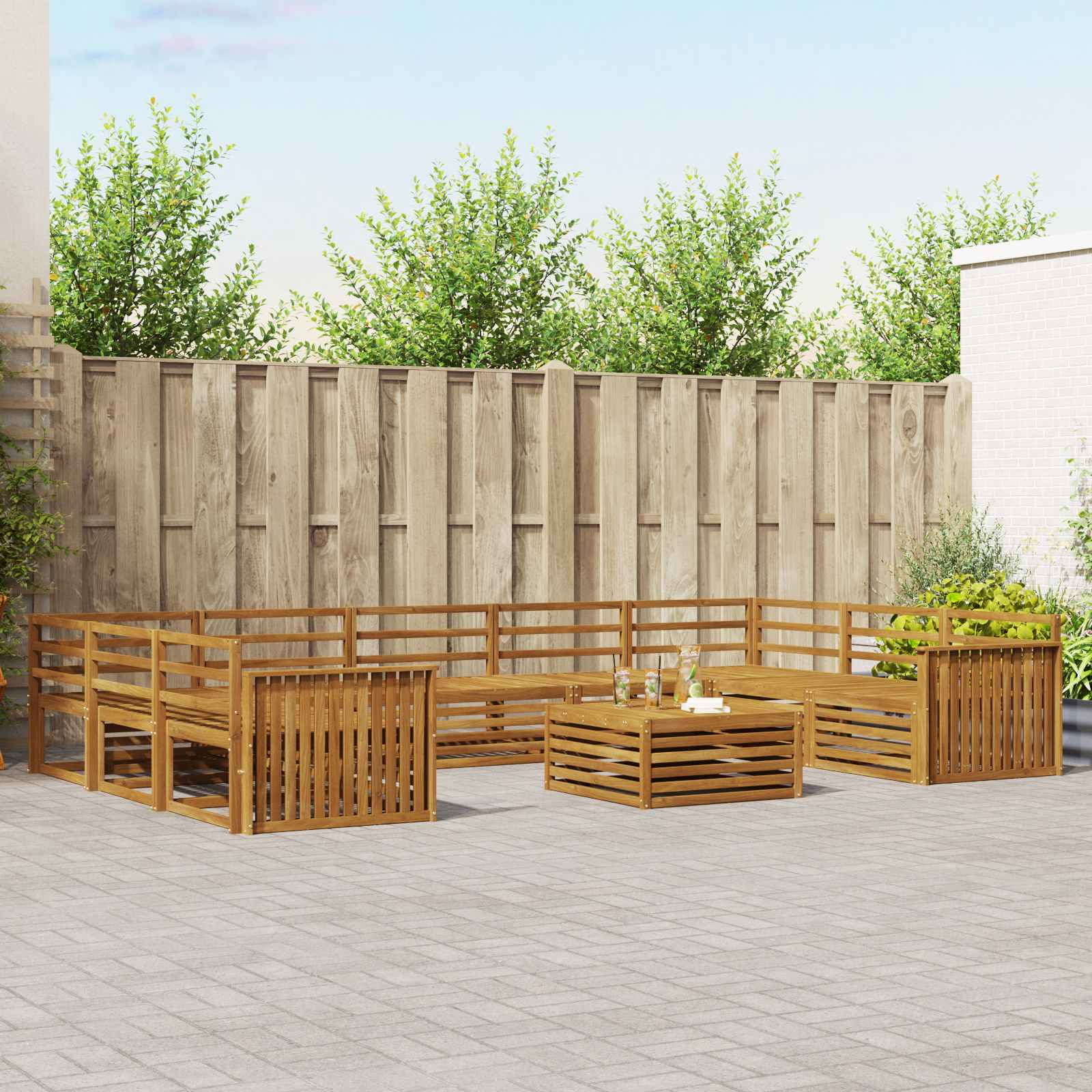 vidaXL Outdoor-Sofagarnitur 10 pcs Natur Massivholz Akazie