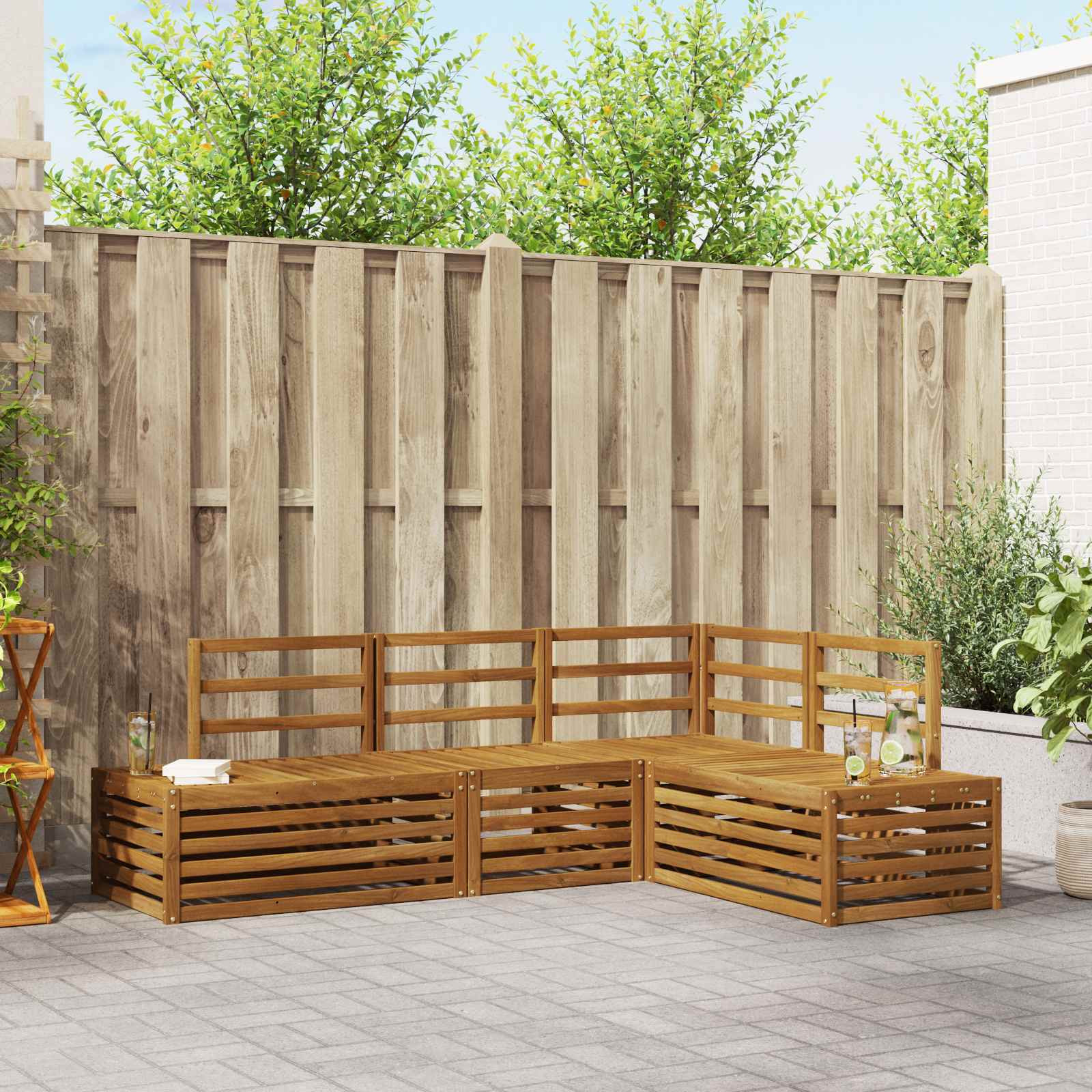 vidaXL Outdoor-Sofagarnitur 4 Stück Natur Massivholz Akazie