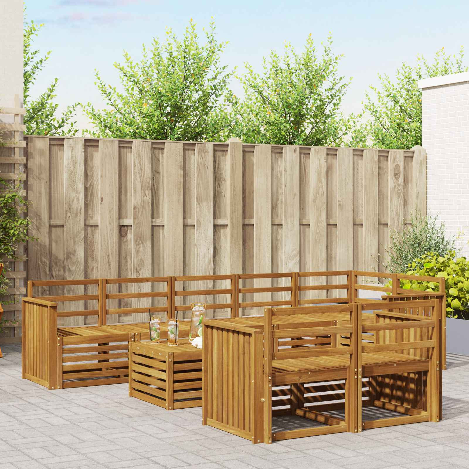 vidaXL Sofagarnituren 9 pcs Natur Massivholz Akazie