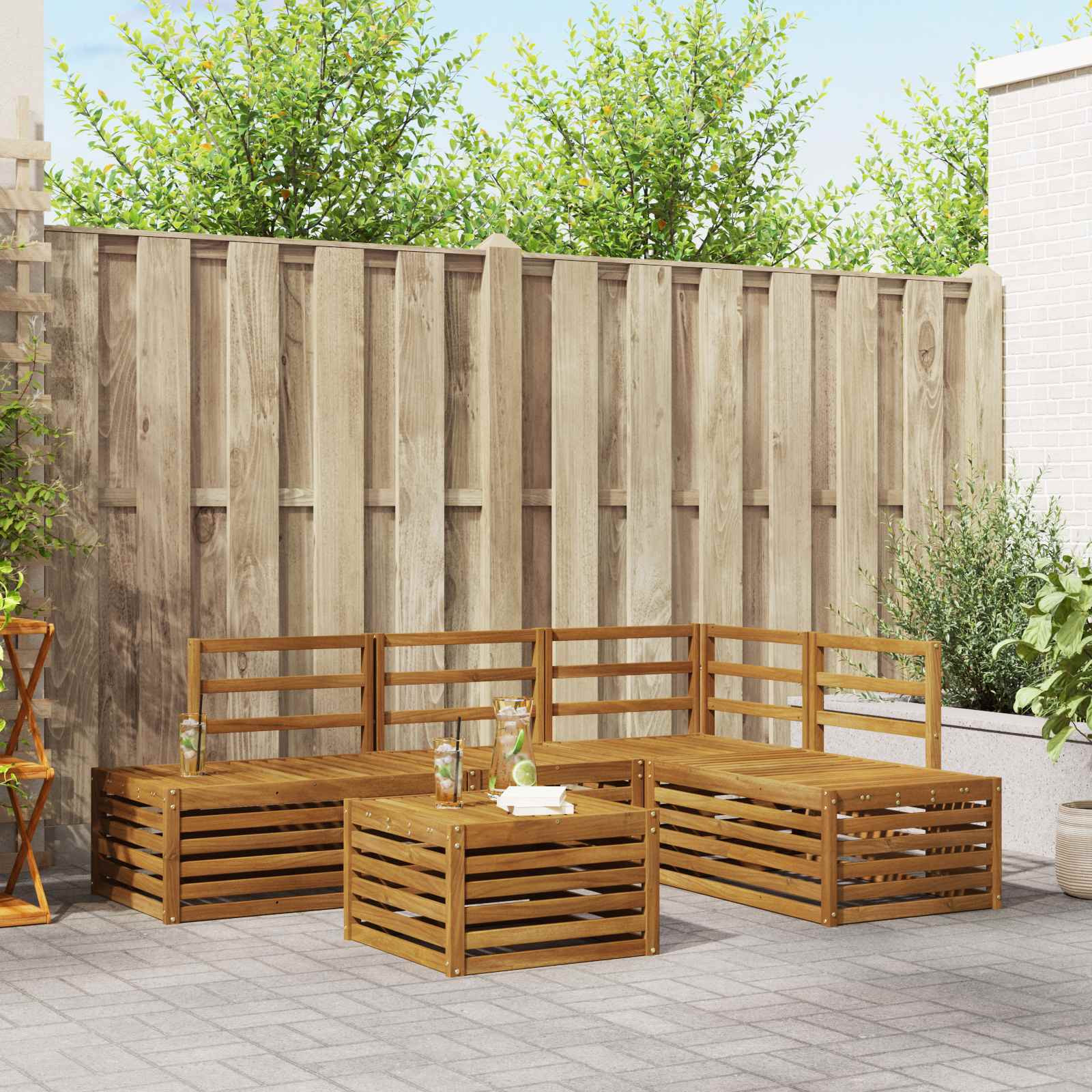 vidaXL Outdoor-Sofagarnitur Natur 59 x 59 x 37 cm