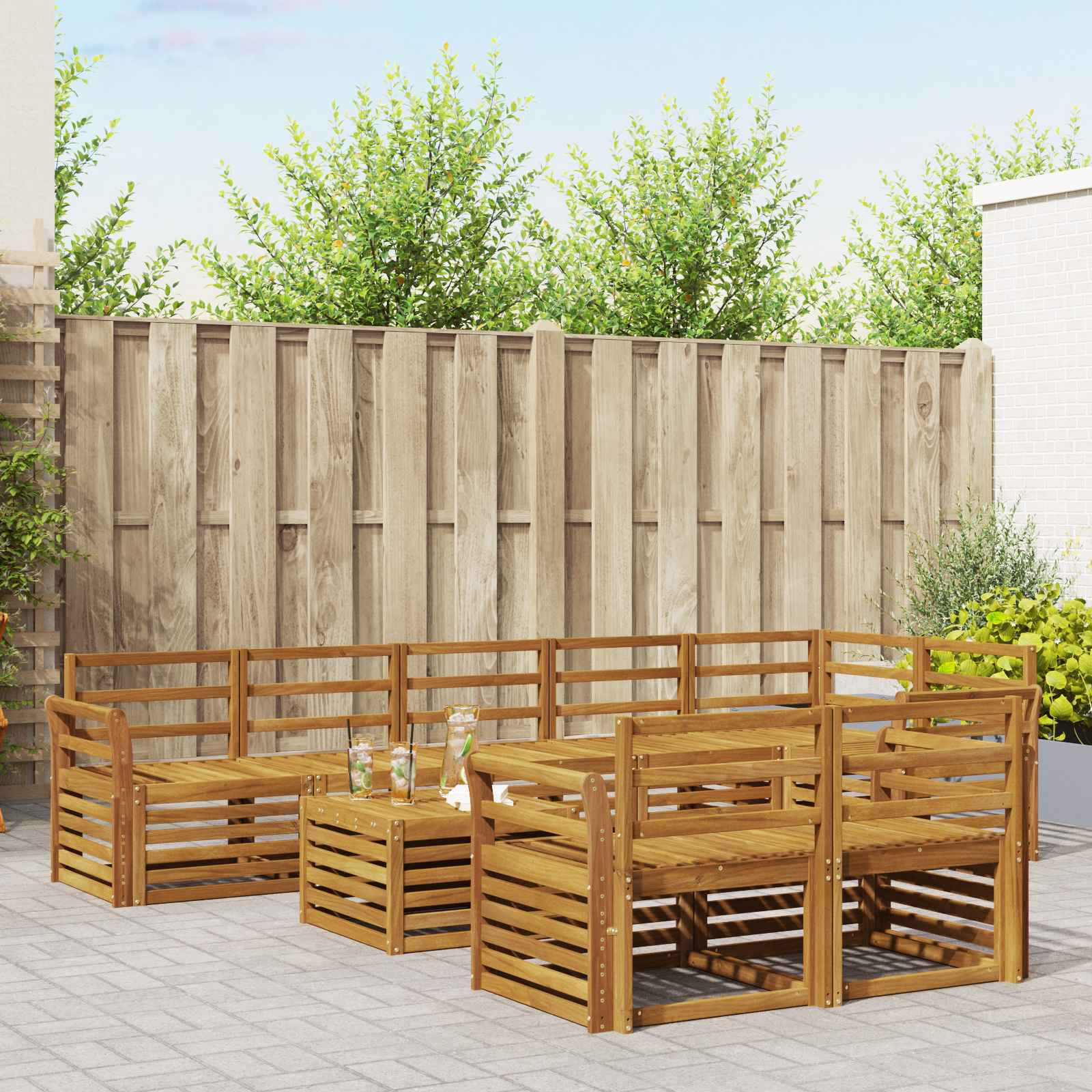 vidaXL Sofagarnituren 9 pcs Natur Massivholz Akazie