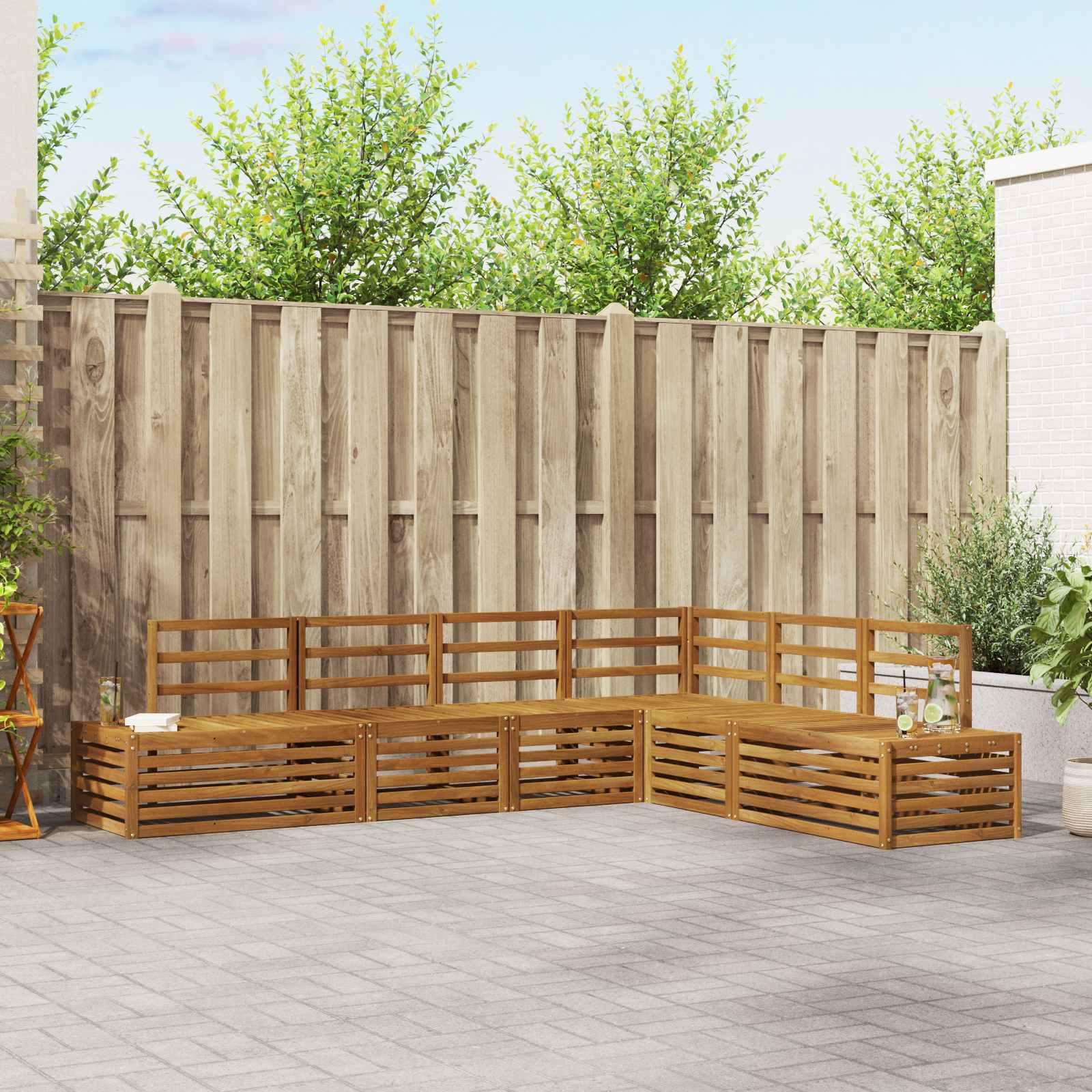 vidaXL Outdoor-Sofagarnitur Natur 273 x 213,5 x 73 cm