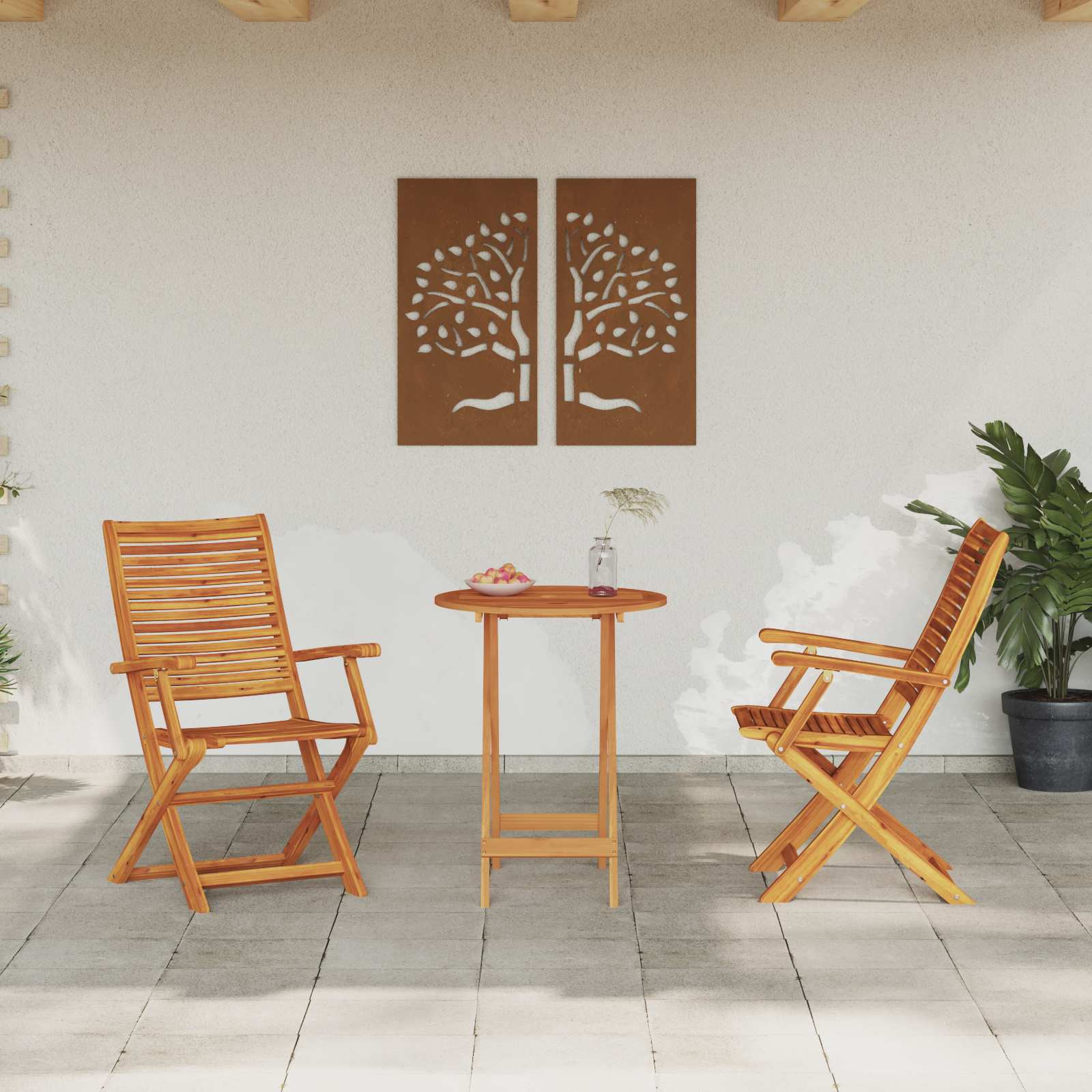 vidaXL Klapp Bistro Set 3 pcs Braun Massivholz Akazie