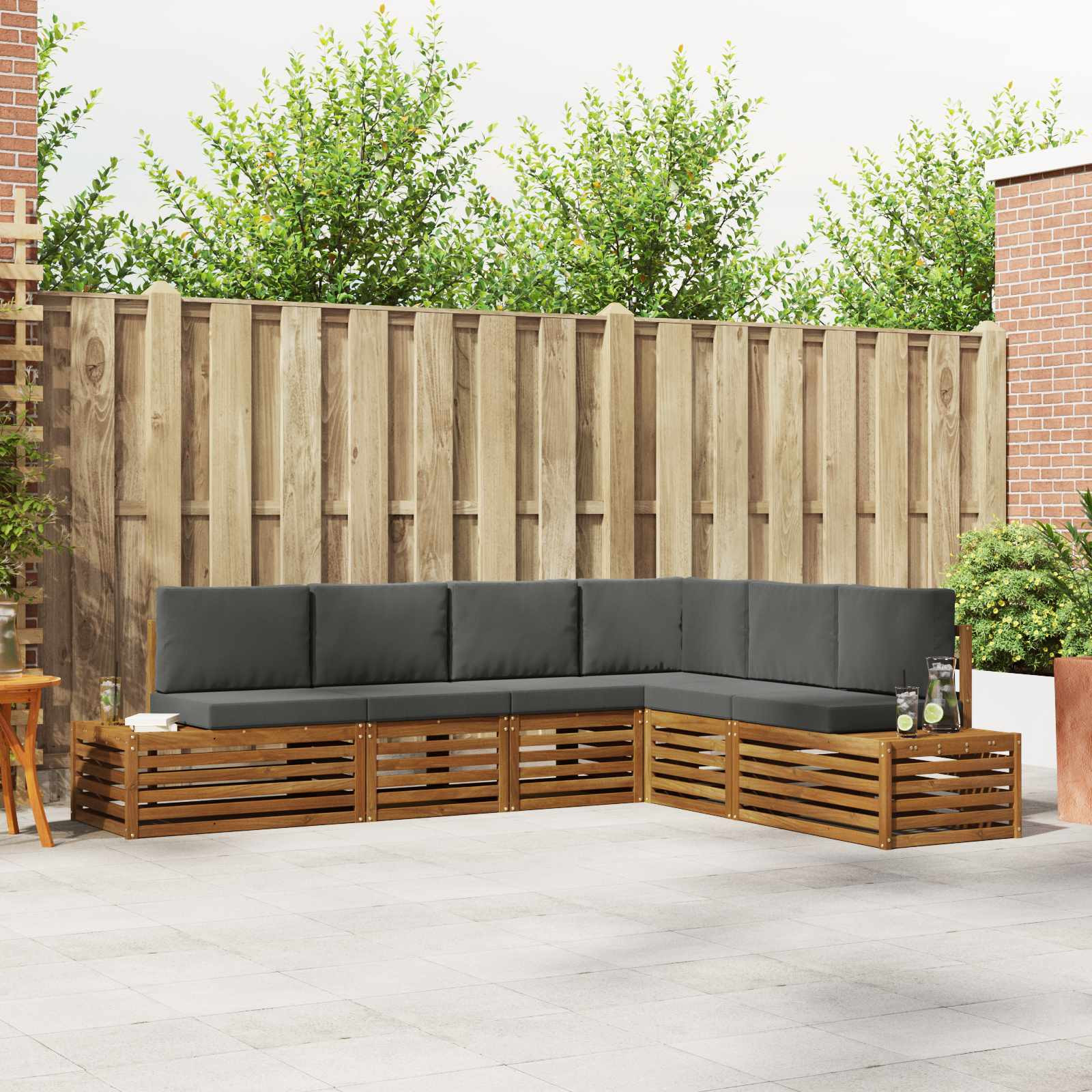 vidaXL Outdoor-Sofagarnitur Natur und Anthrazit 273 x 213,5 x 73 cm