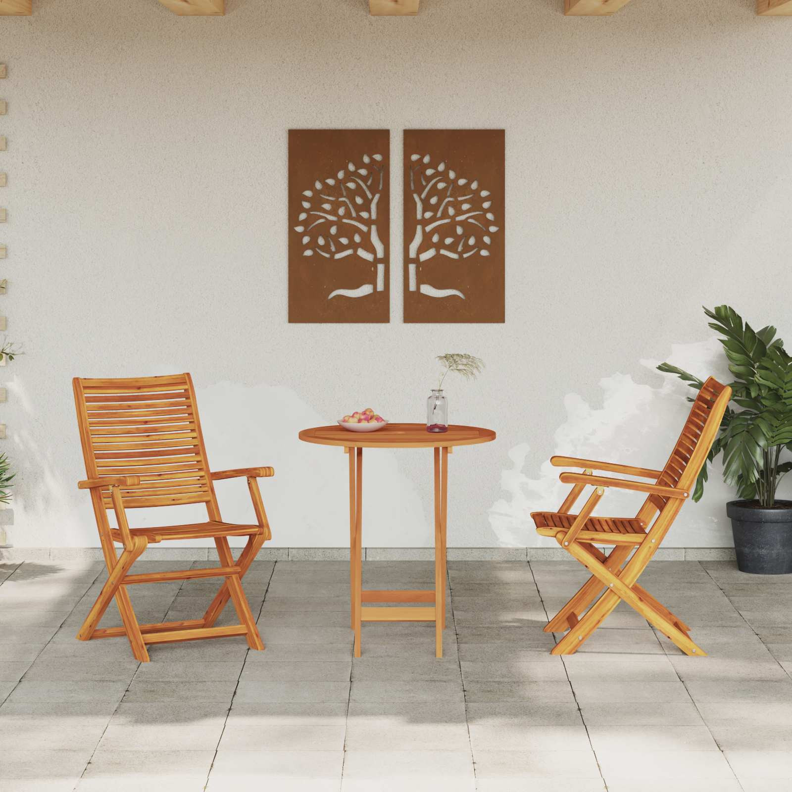 vidaXL Klapp Bistro Set 3 pcs Braun Massivholz Akazie