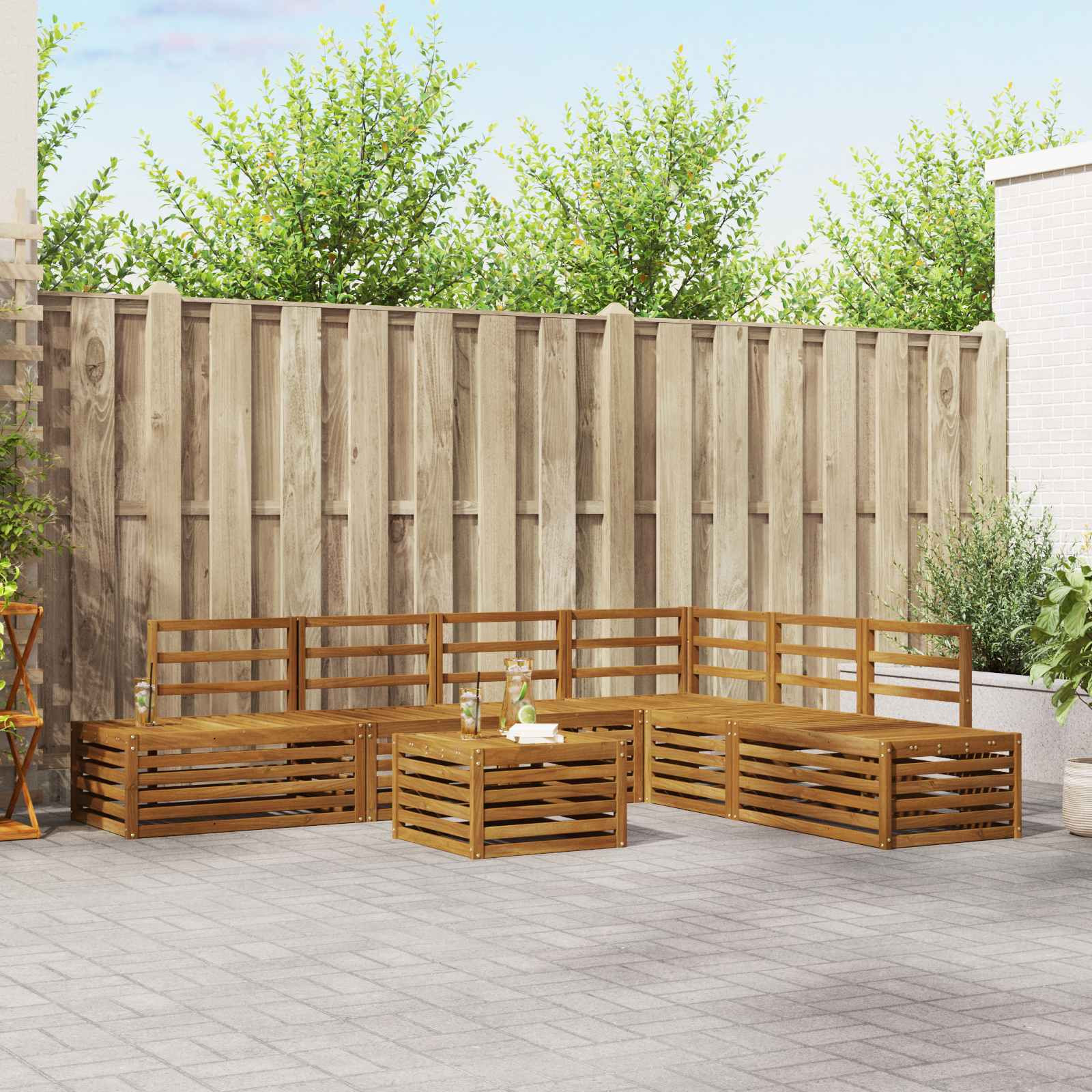 vidaXL Outdoor-Sofagarnitur 7 Stück Natur Massivholz Akazie