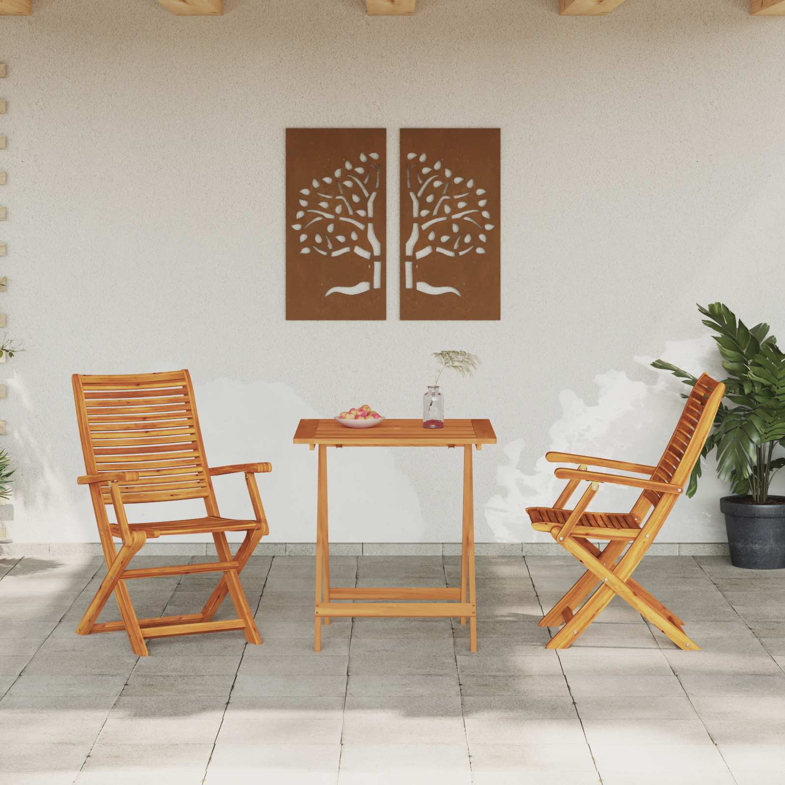 vidaXL Klapp Bistro Set 3 pcs Braun Massivholz Akazie