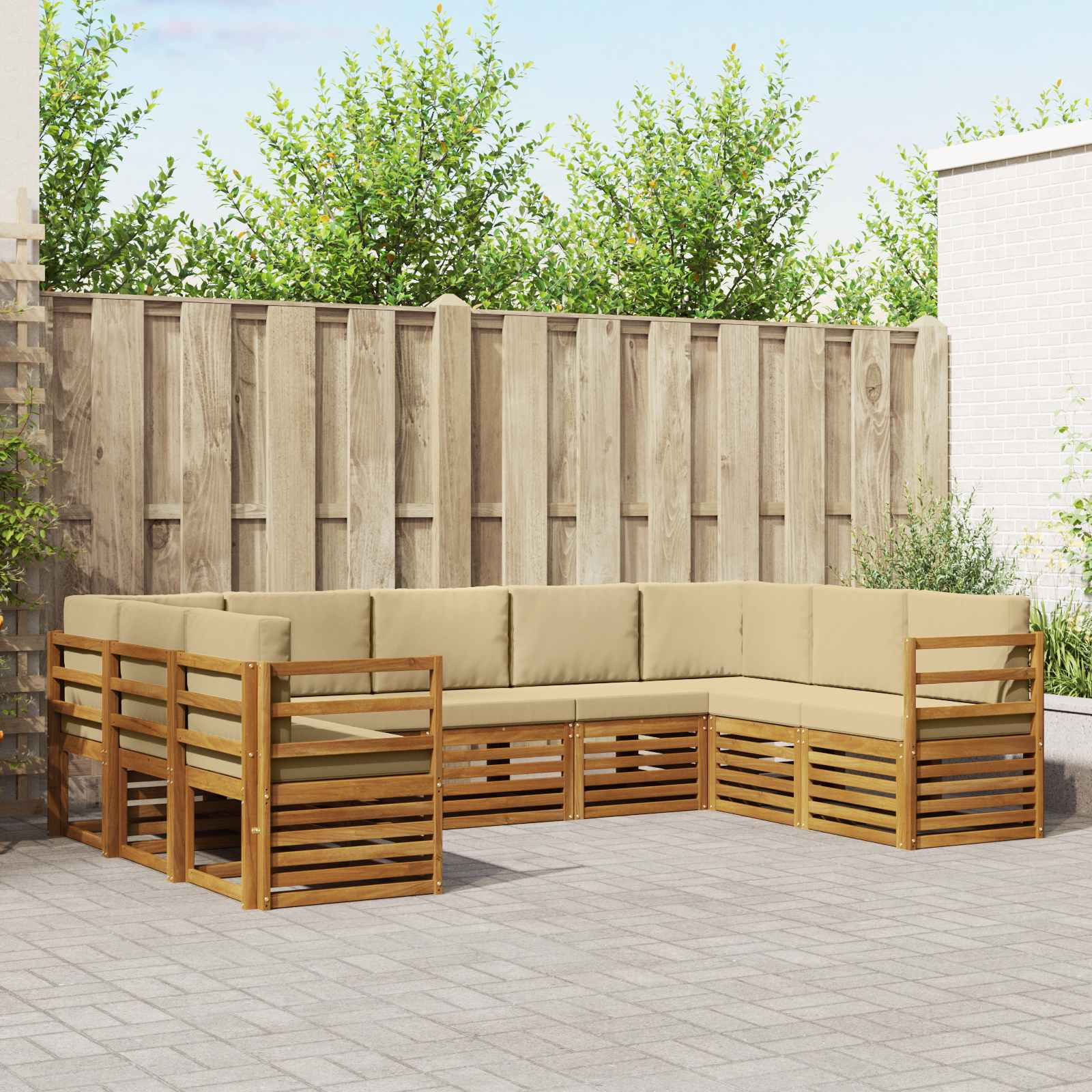 vidaXL Ecksofa Set mit Kissen 9 pcs Natur und Beige
