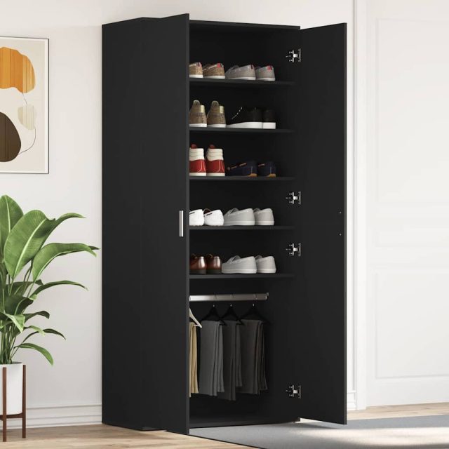 vidaXL Schuhschrank mit Regal Schwarz 80 x 39 x 178 cm Holzwerkstoff