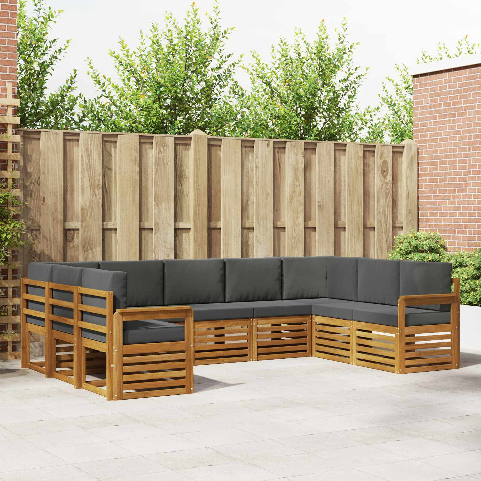 vidaXL Ecksofa Set mit Kissen 9 pcs Natur und Anthrazit