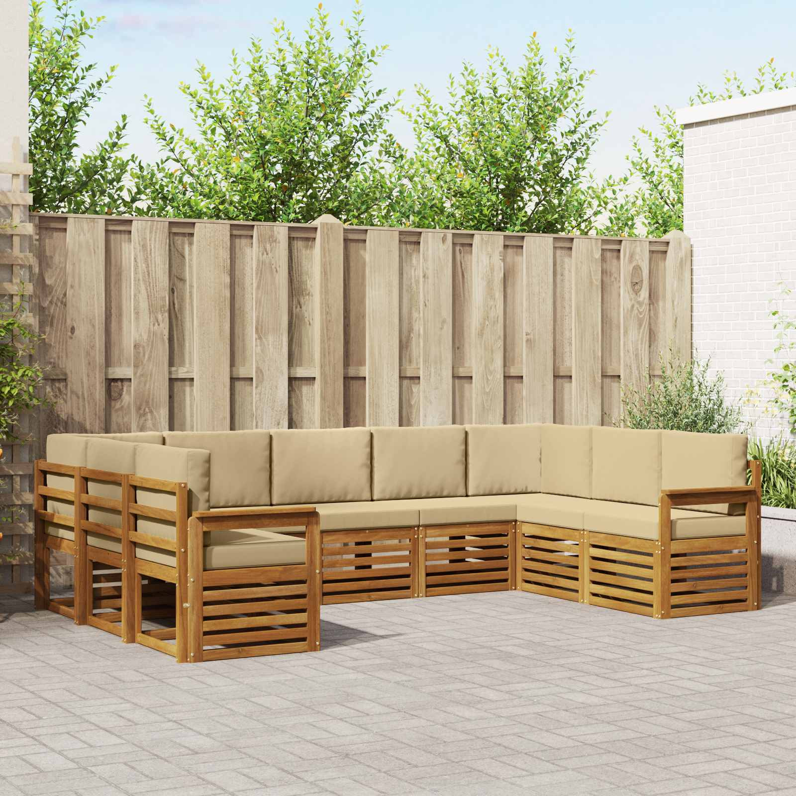 vidaXL Ecksofa Set mit Kissen 9 pcs Natur und Beige