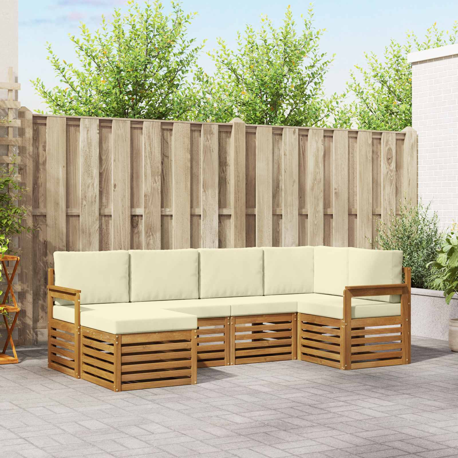 vidaXL Ecksofa Set mit Kissen 6 pcs Natur und Creme