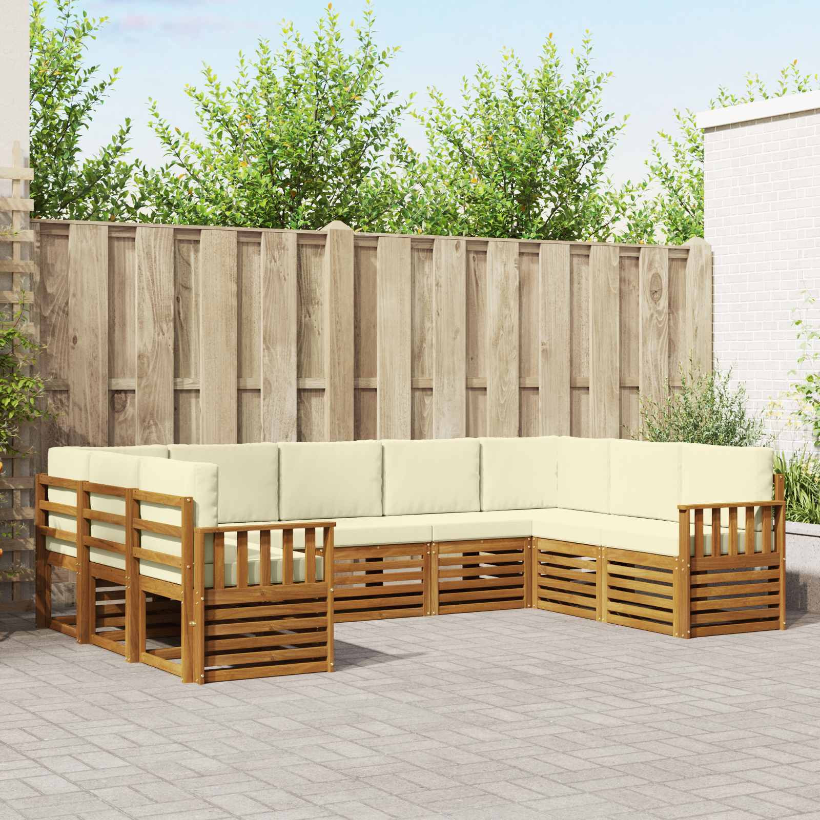 vidaXL Ecksofa Set mit Kissen 9 pcs Natur und Creme