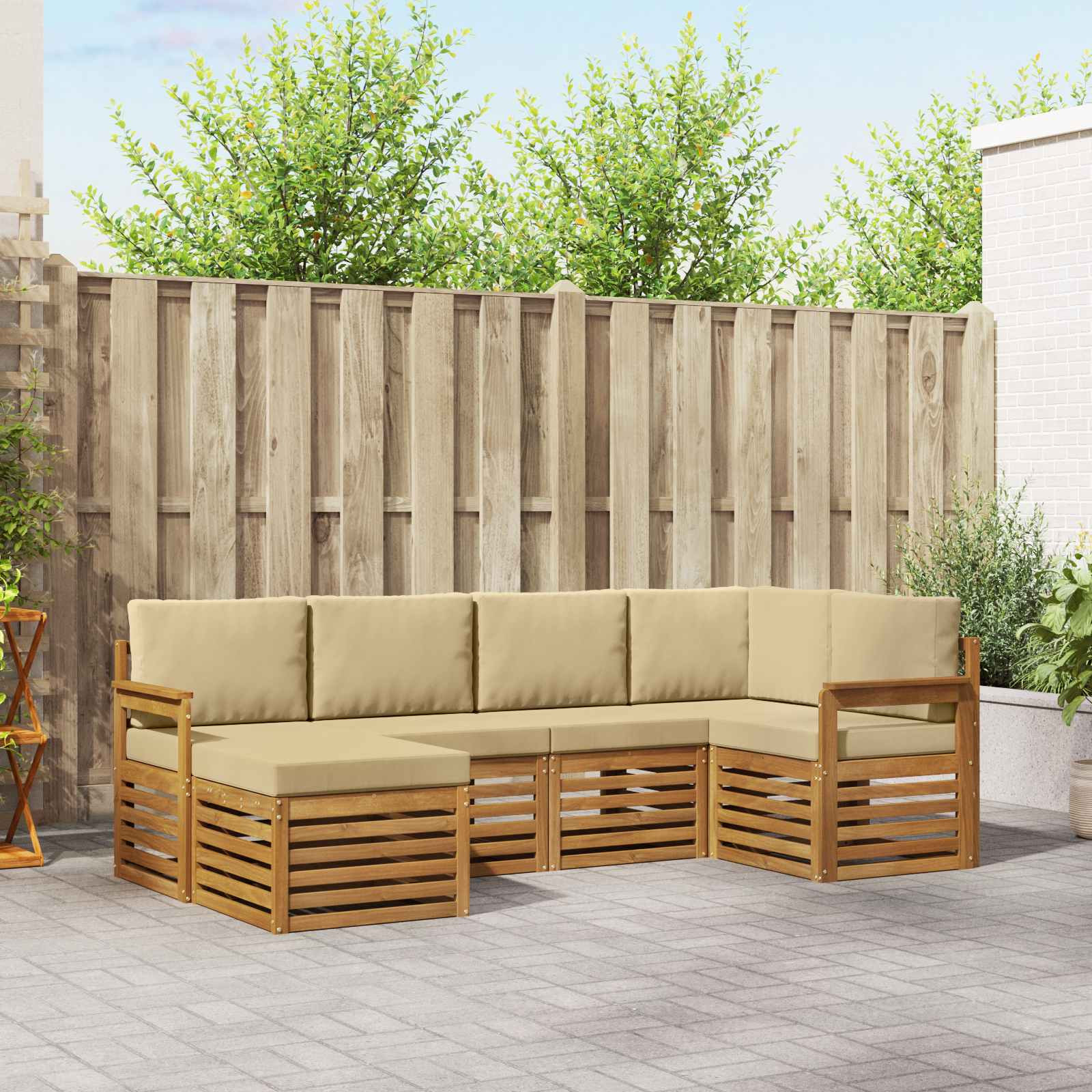 vidaXL Ecksofa Set mit Kissen 6 pcs Natur und Beige