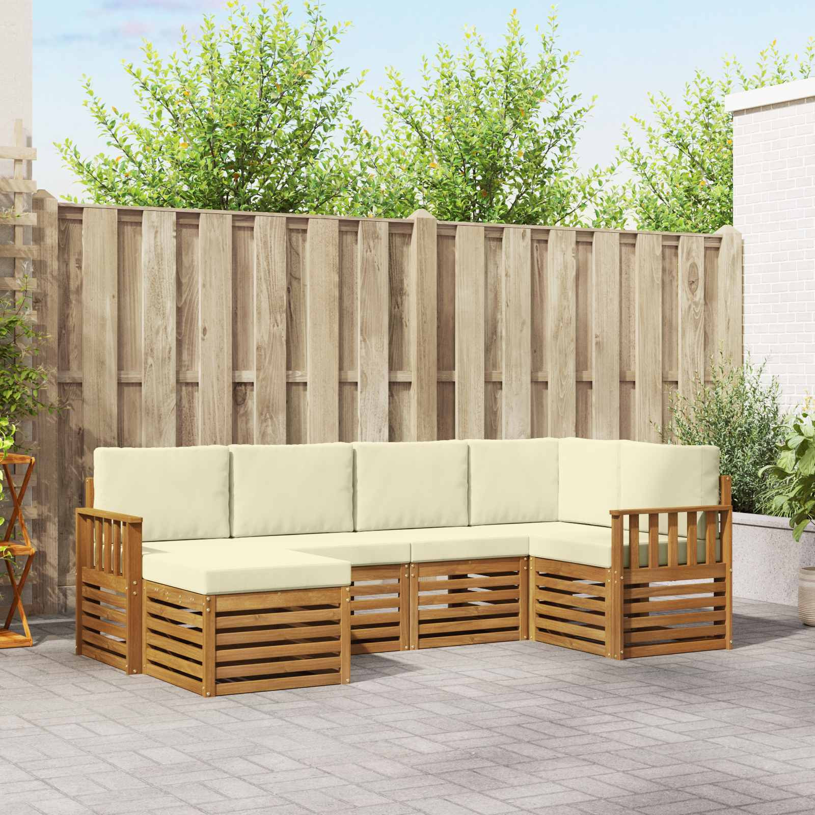 vidaXL Ecksofa Set mit Kissen 6 pcs Natur und Creme