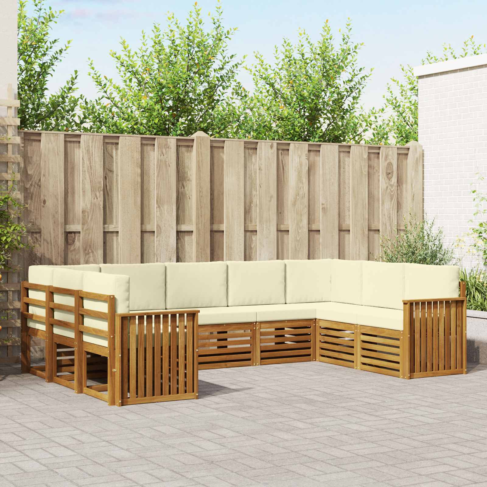 vidaXL Ecksofa Set mit Kissen 9 pcs Natur und Creme
