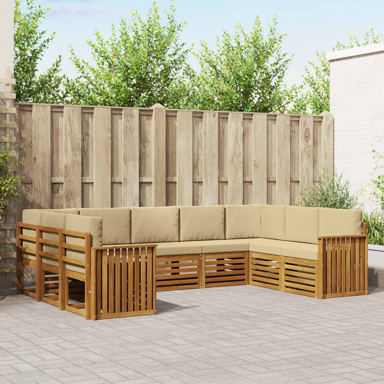 vidaXL Ecksofa Set mit Kissen 9 pcs Natur und Beige