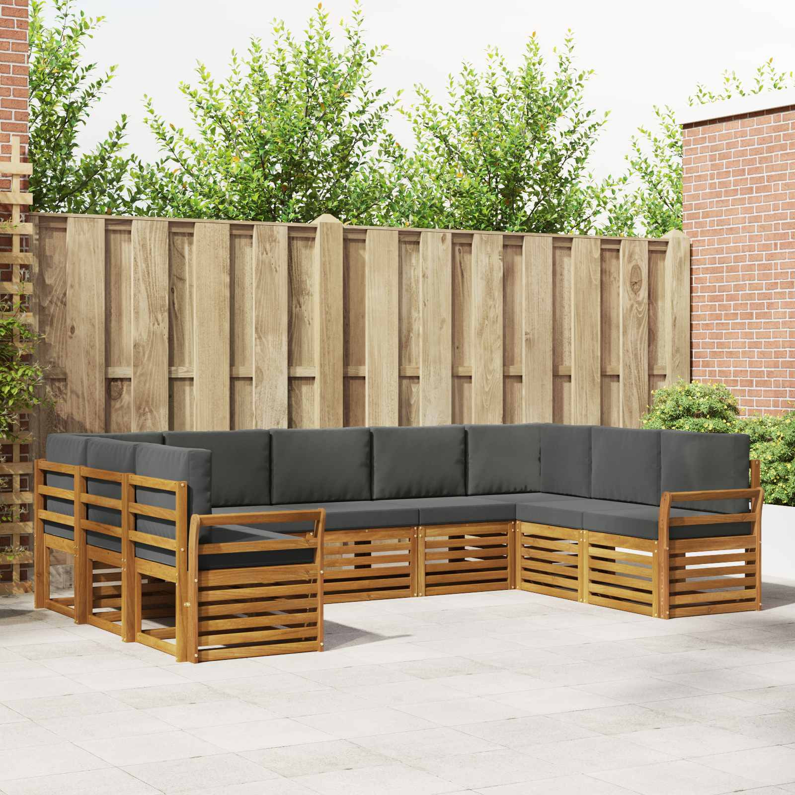 vidaXL Ecksofa Set mit Kissen 9 pcs Natur und Anthrazit