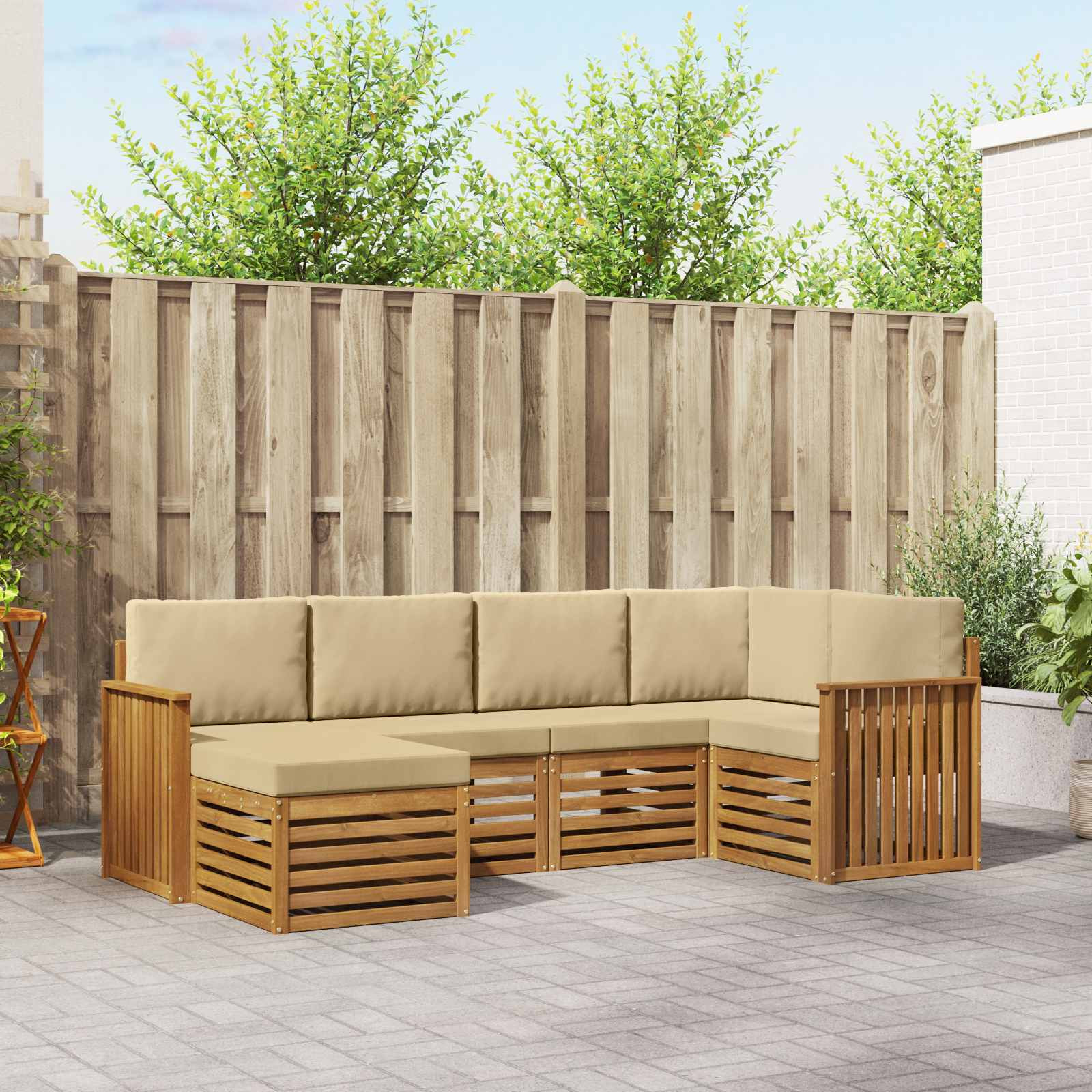 vidaXL Ecksofa Set mit Kissen 6 pcs Natur und Beige